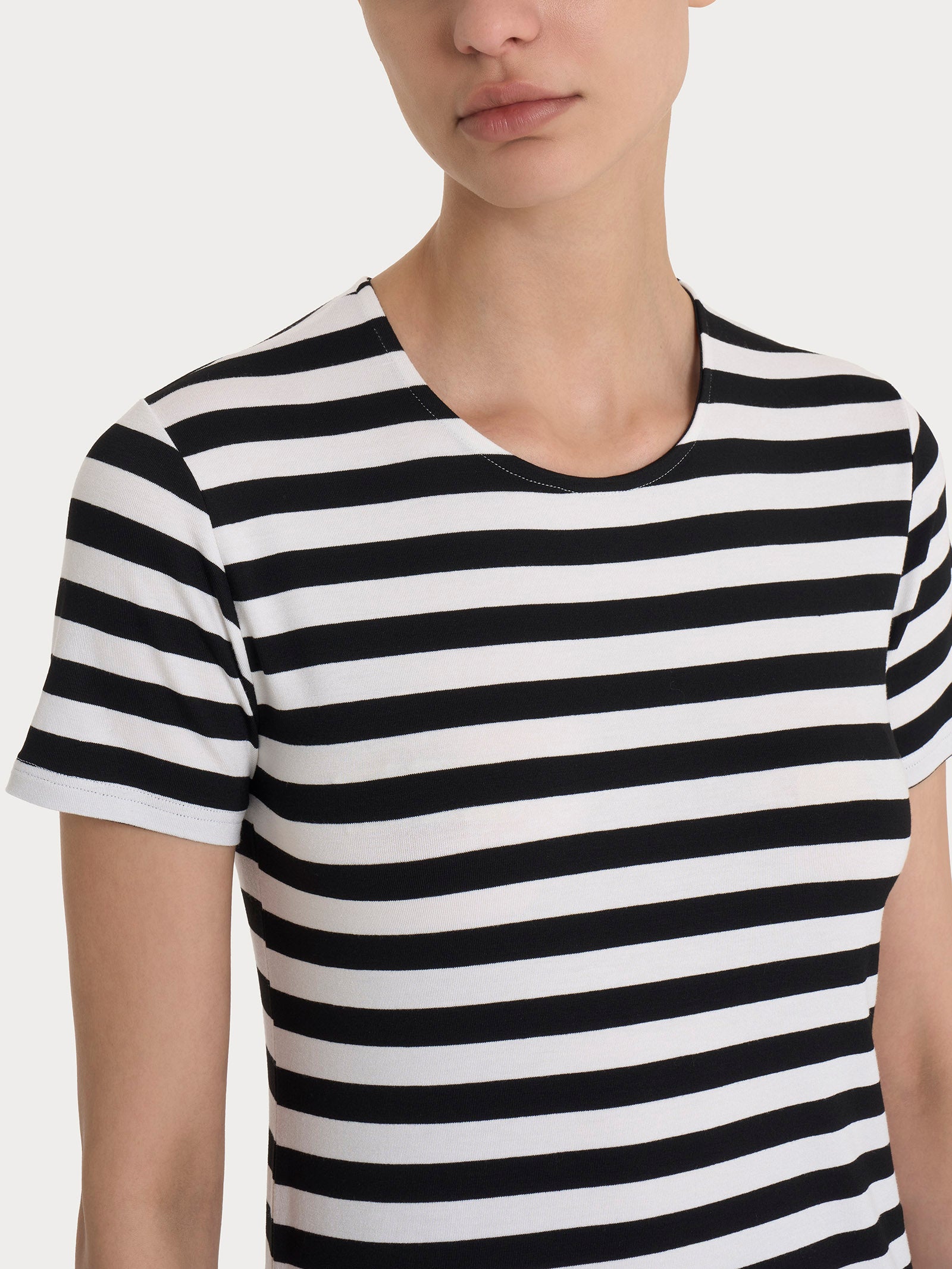 Ragno Viscosa Summer maglietta skinny nero riga pari