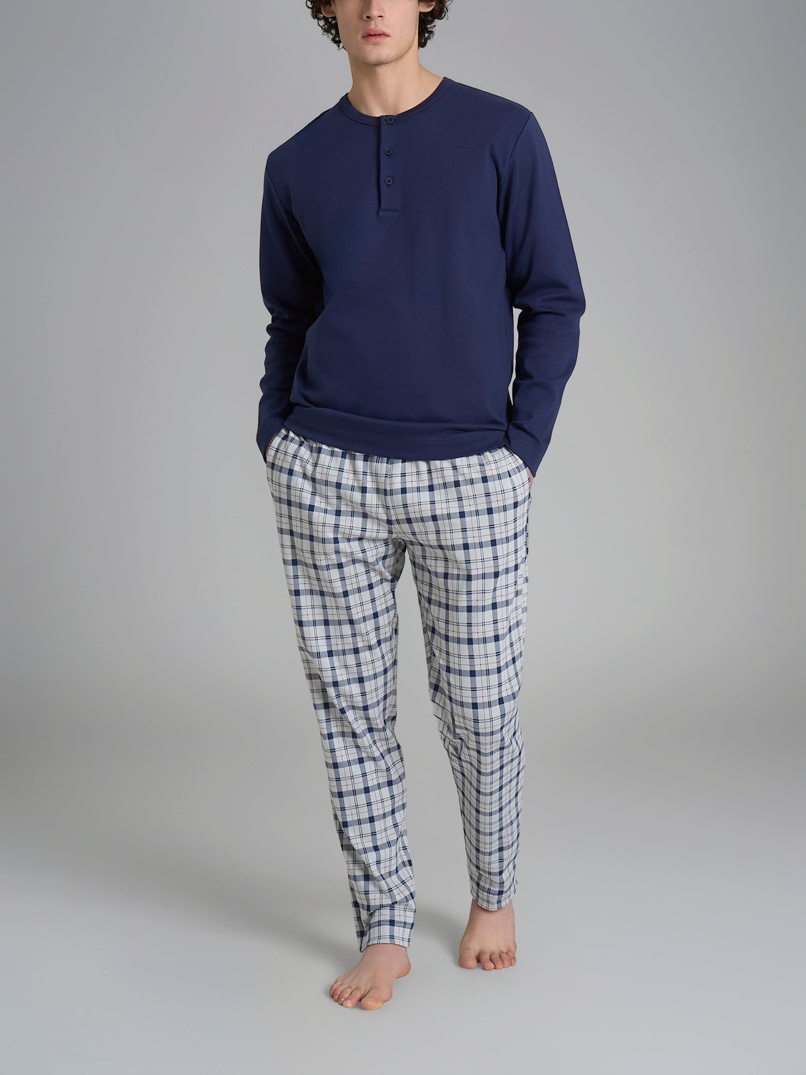 Ragno Jersey Cotone pigiama serafino tartan High-rise cotone
