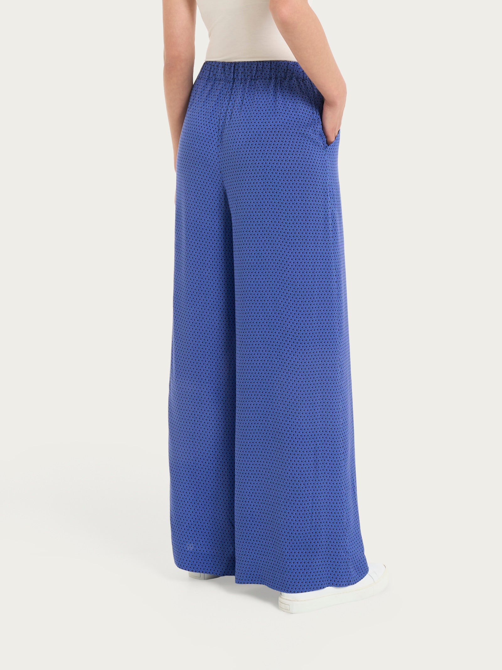 Ragno EcoSeta pantalone palazzo Dazzling Blue con tasche