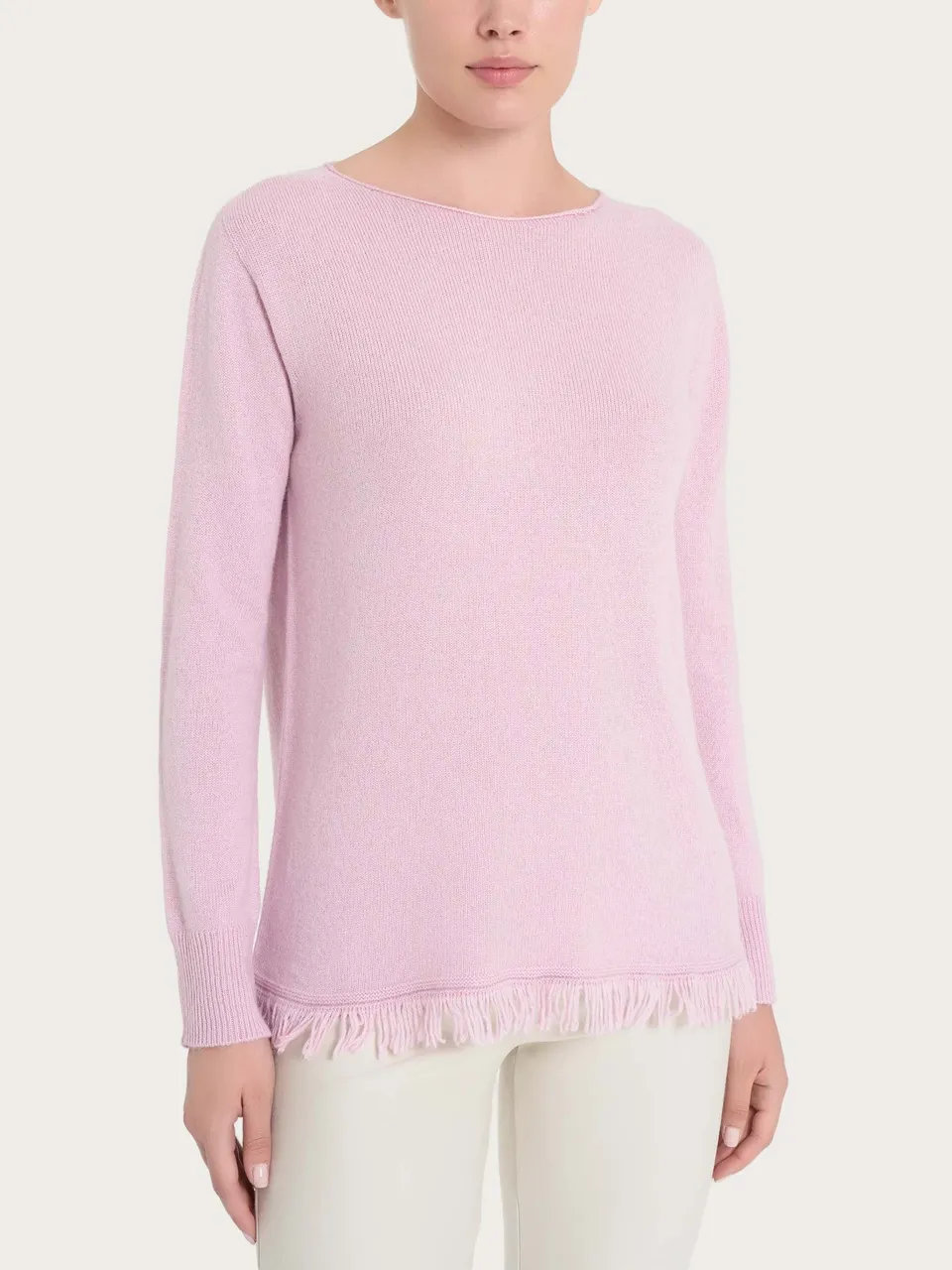 Ragno Merino Soft Maglia Girocollo con Frange Angora Viola