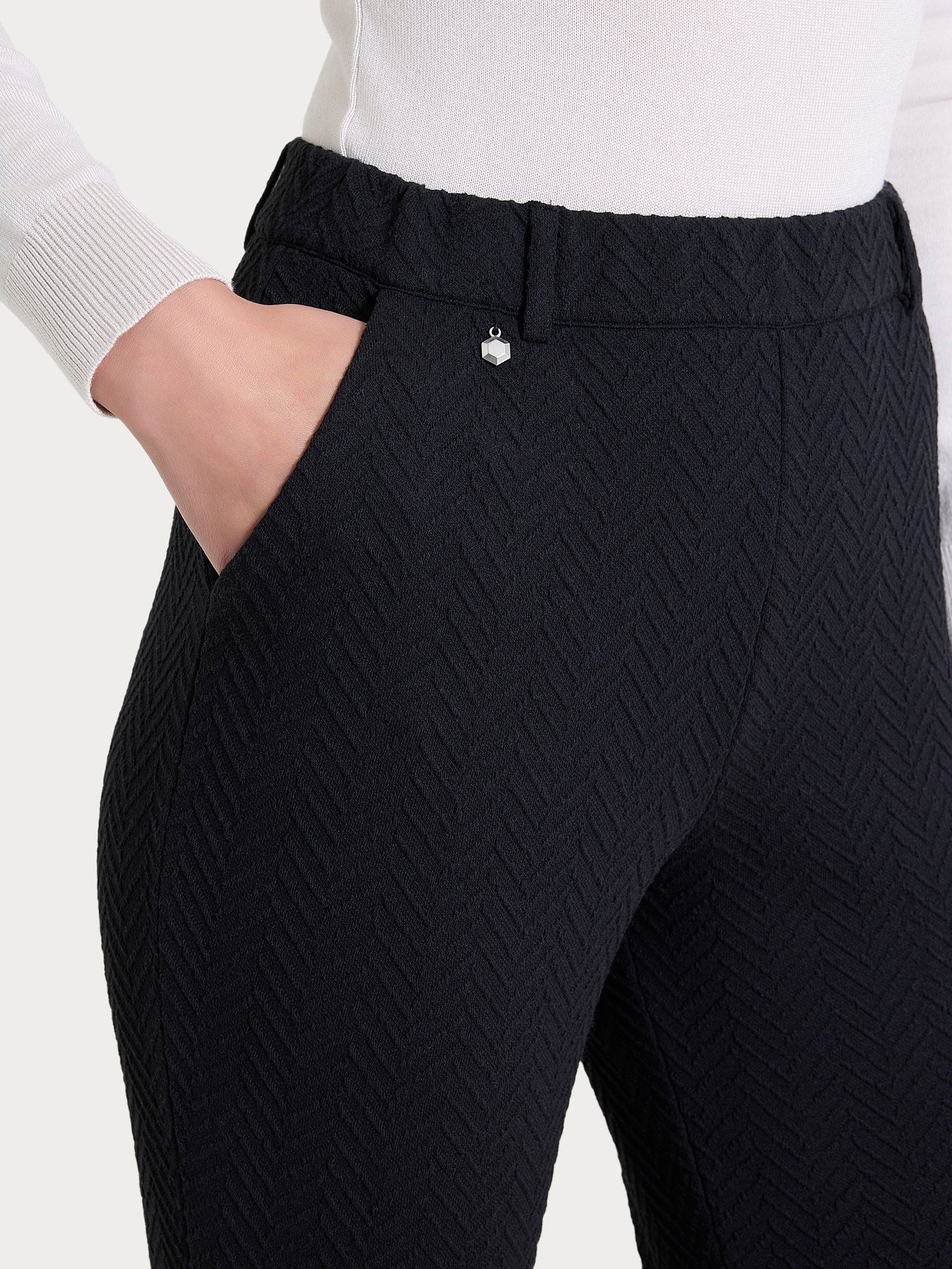 Ragno Eco Jacquard pantalone dritto Nero tasche