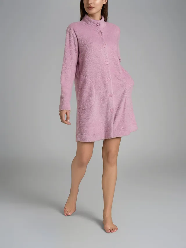 Ragno vestaglia corta con bottoni pile Mauve Mist