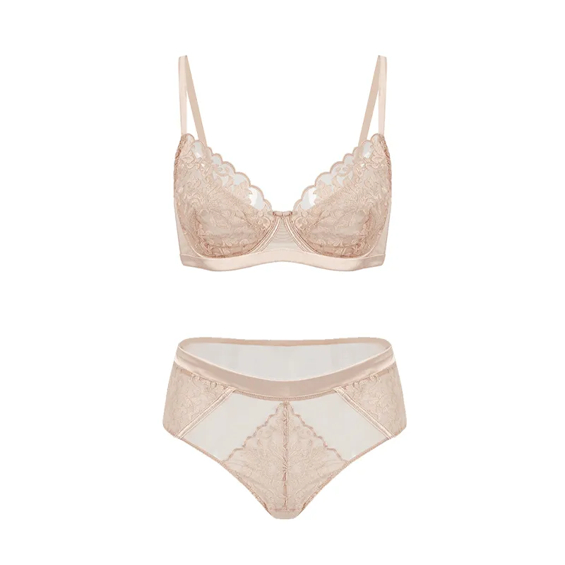 Maria Grazia Severi Nude Elegance set intimo nude ricamato