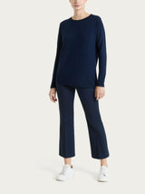 Ragno Satin Power Cropped Flare pantaloni Bleu cotone stretch