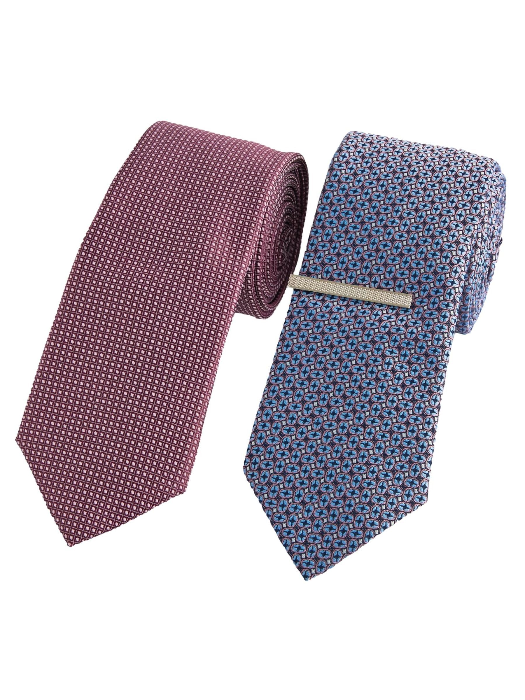 Next Uomini Confezione da 2 Cravatte Strutturate con Clip rosa azzurro