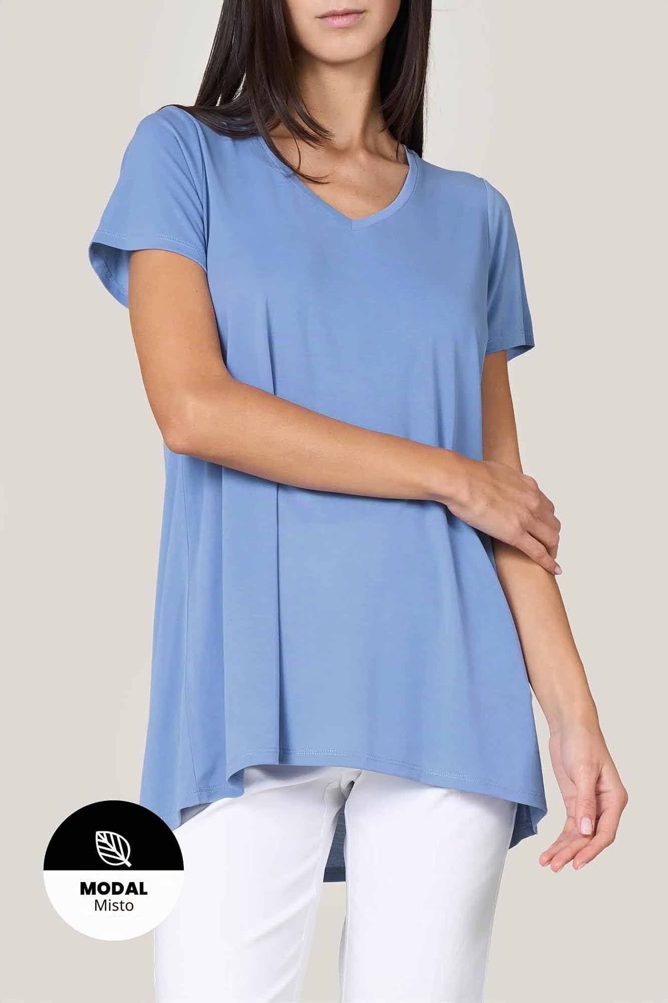 Goldenpoint Maglia Scollo a V Manica Corta Over Misto Modal