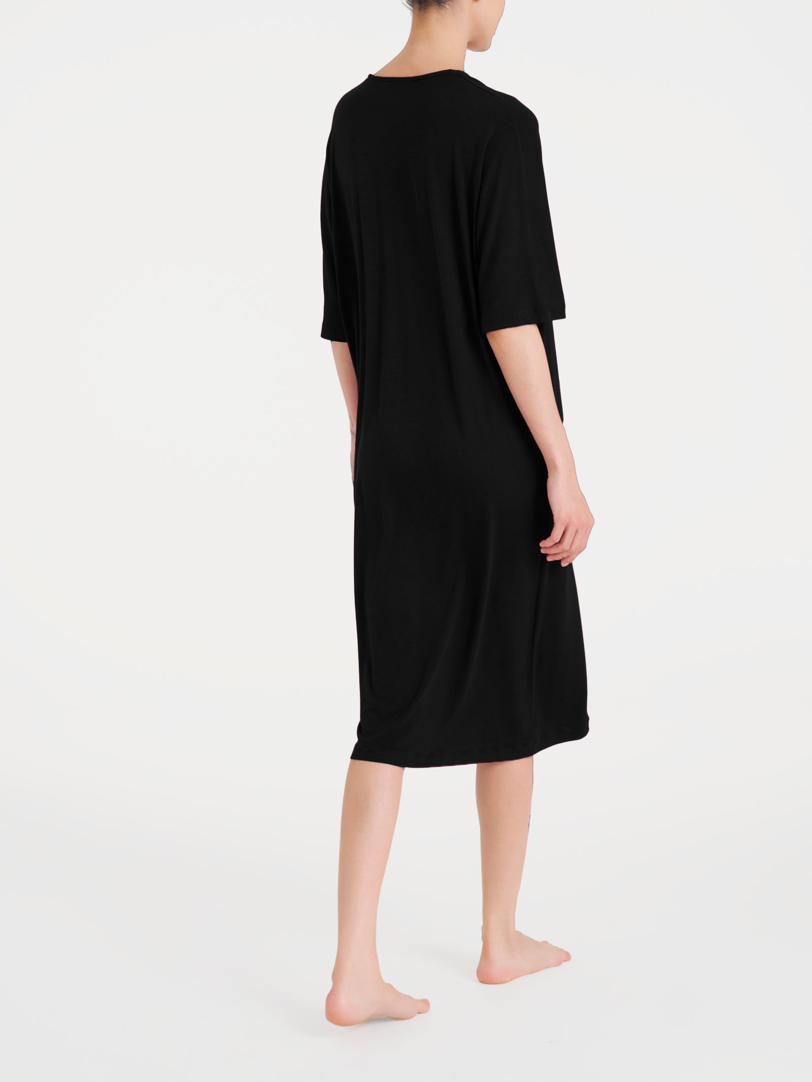 Ragno Viscosa Summer abito spacco frontale nero scollo V