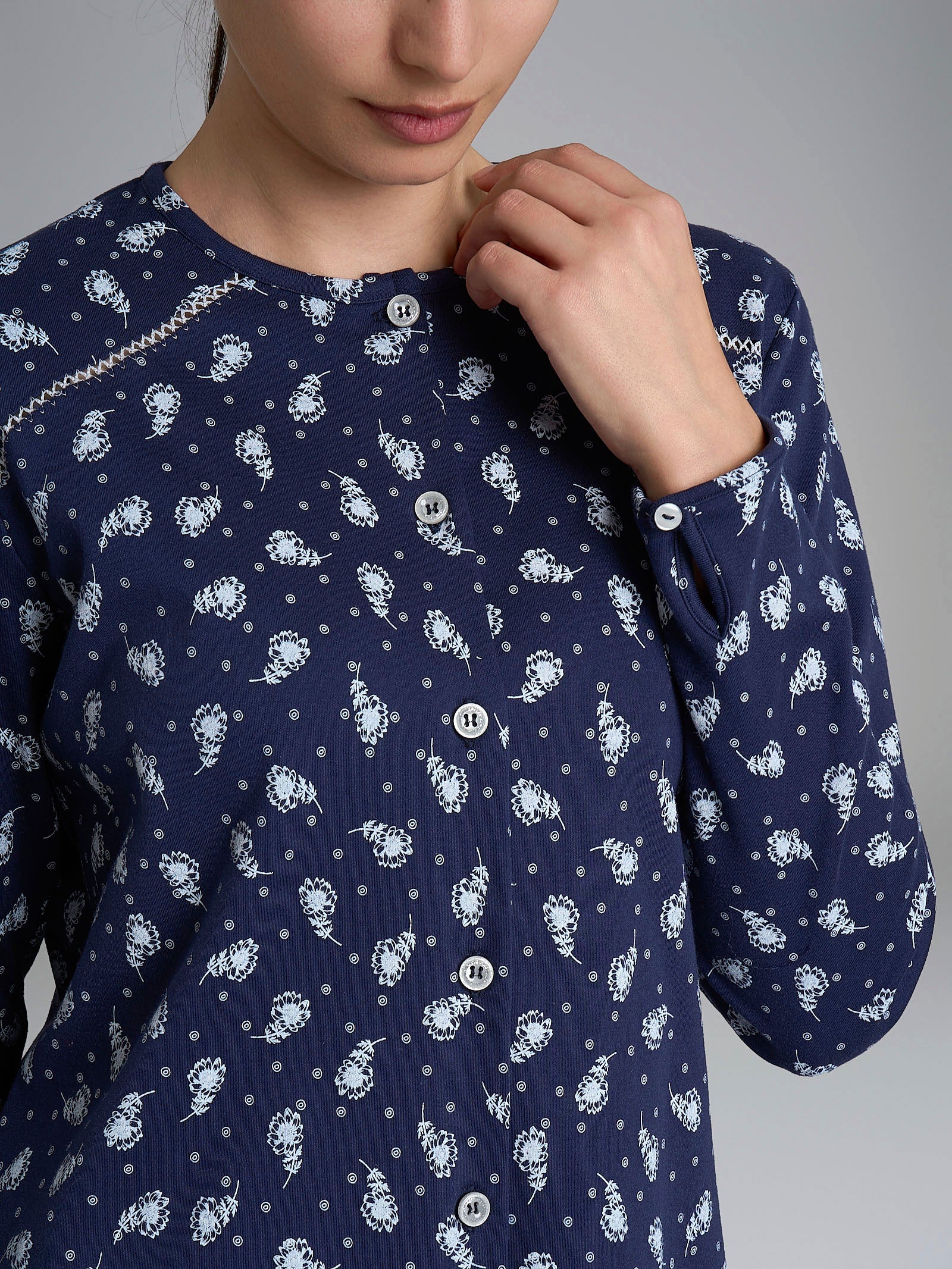 Ragno Sweet Emotion Pigiama Lungo Cotone Blu Fiore