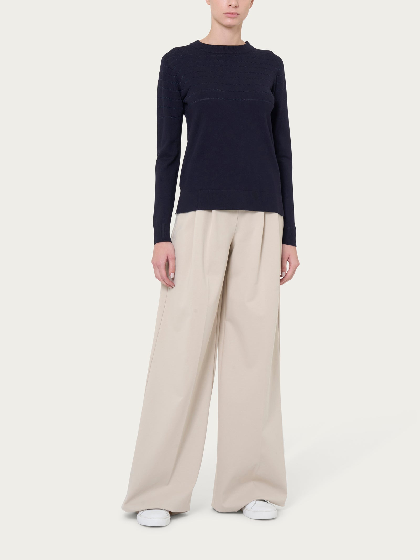 Ragno Four Seasons Girocollo Maglia a Righe Plum Perfect
