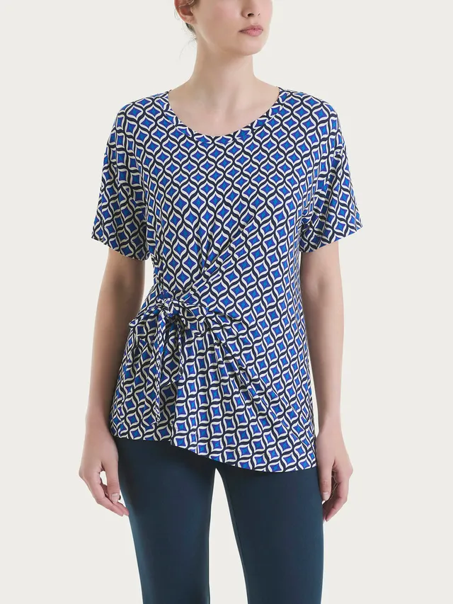 Ragno Viscose Summer t-shirt nodo blu fantasia