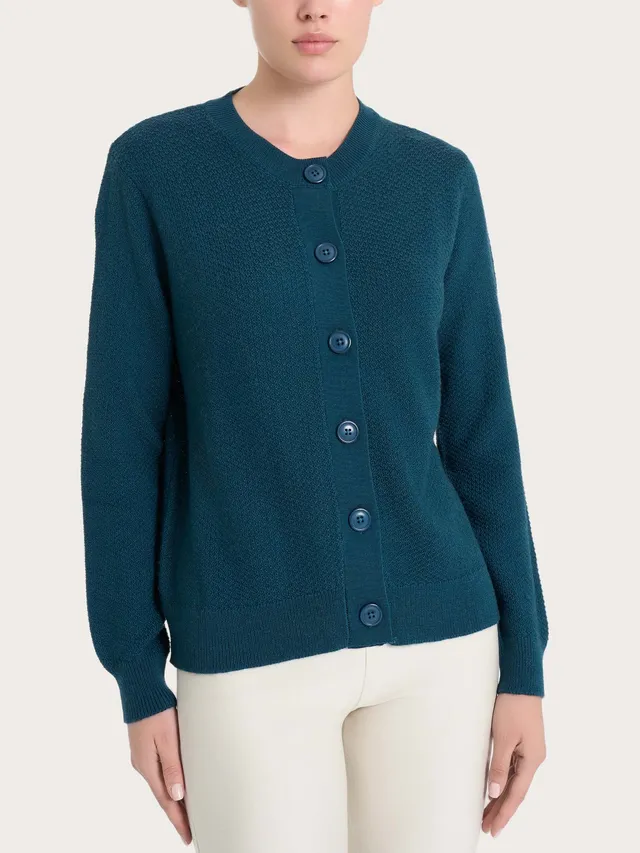 Ragno Merino Soft Cardigan blu Reflecting Pond