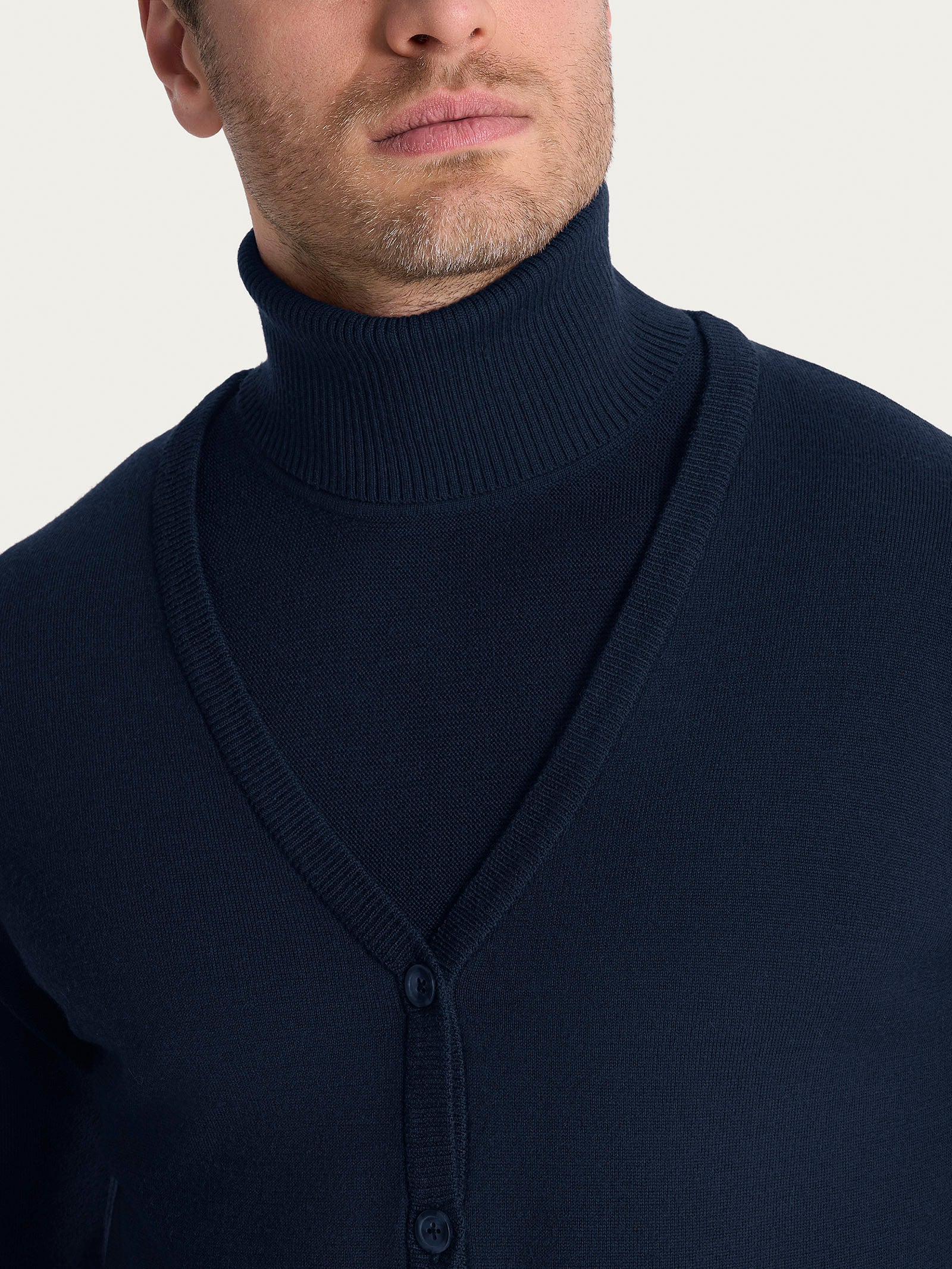 Ragno Merino Soft Cardigan Uomo Blu Pura Lana