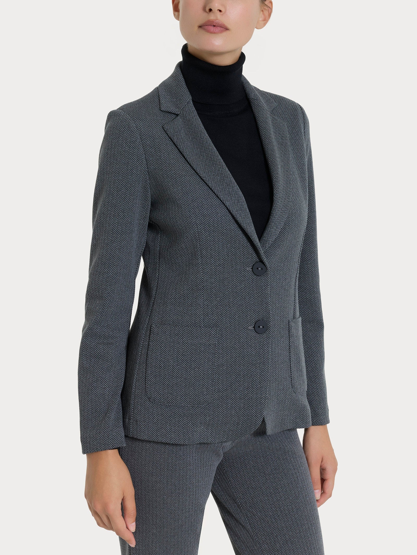 Ragno Blazer Due Bottoni Spina Pesce Eco Jacquard Ardesia