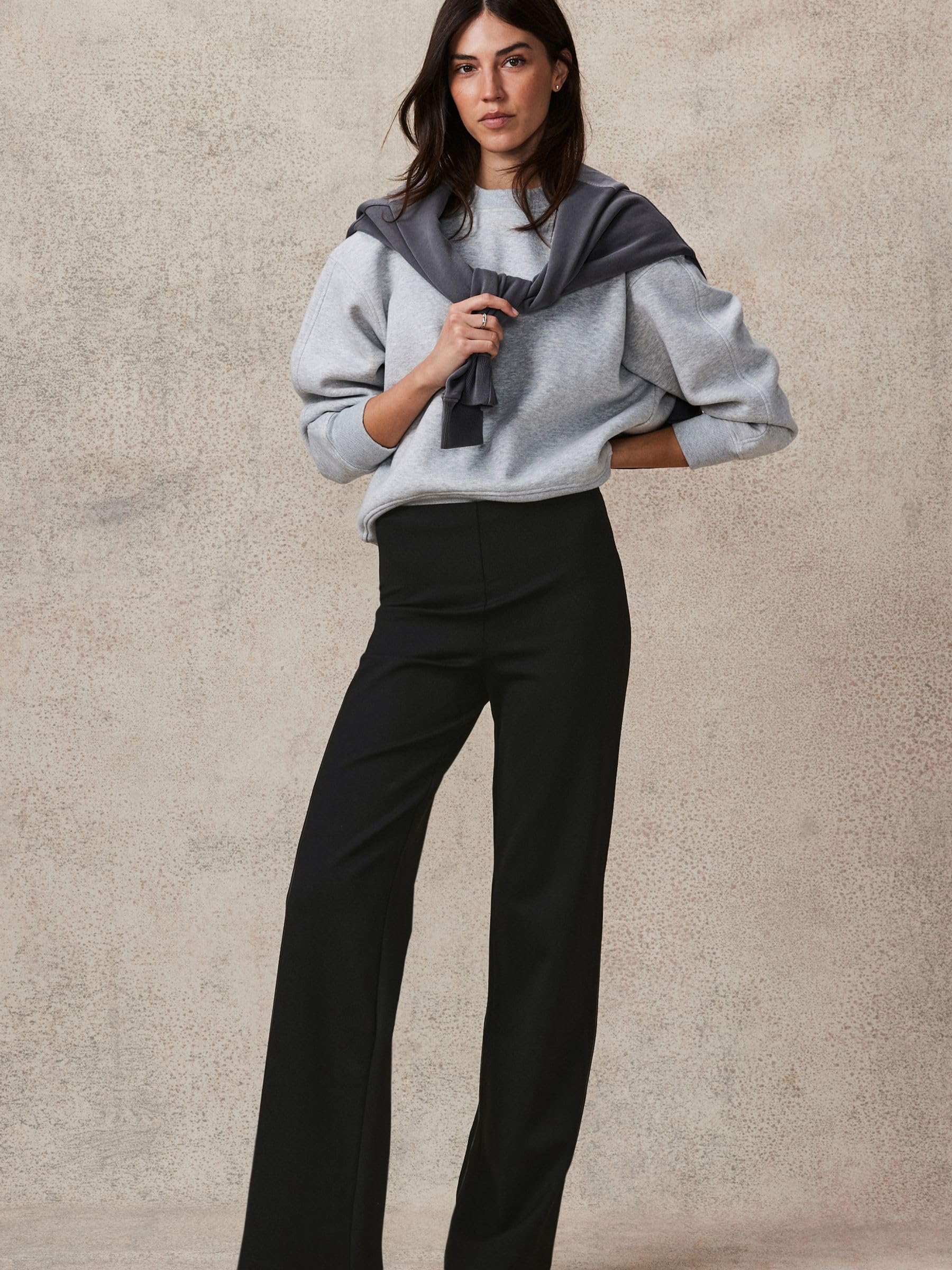 Next pantaloni ampi jersey donna Nero modellanti sostegno