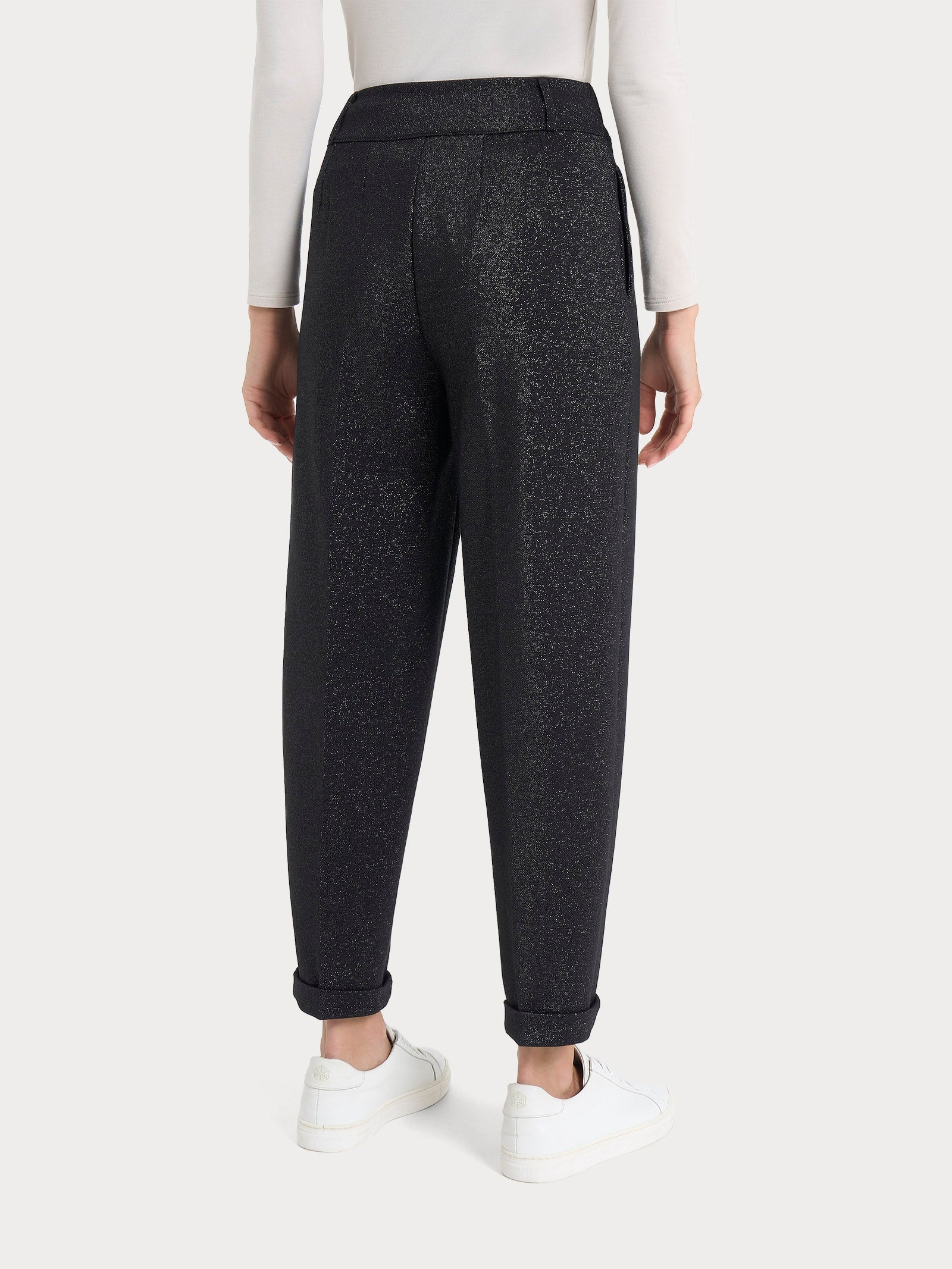 Ragno Eco Jacquard Pantalone Carota Donna Nero Tapered