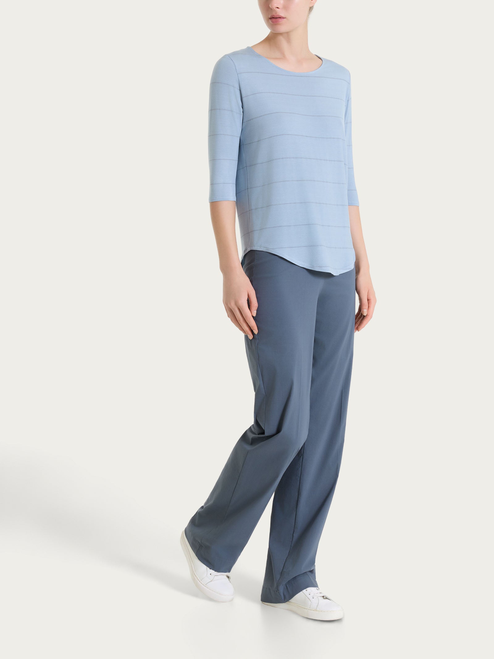 Ragno Summer Light maglietta girocollo righe Dusty Blue