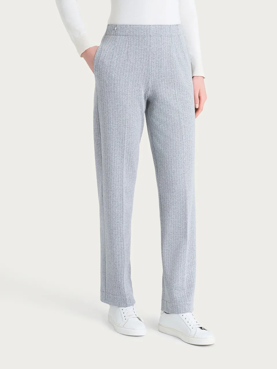 Ragno Compact Pantalone Dritto Gessato Grigio Mel.