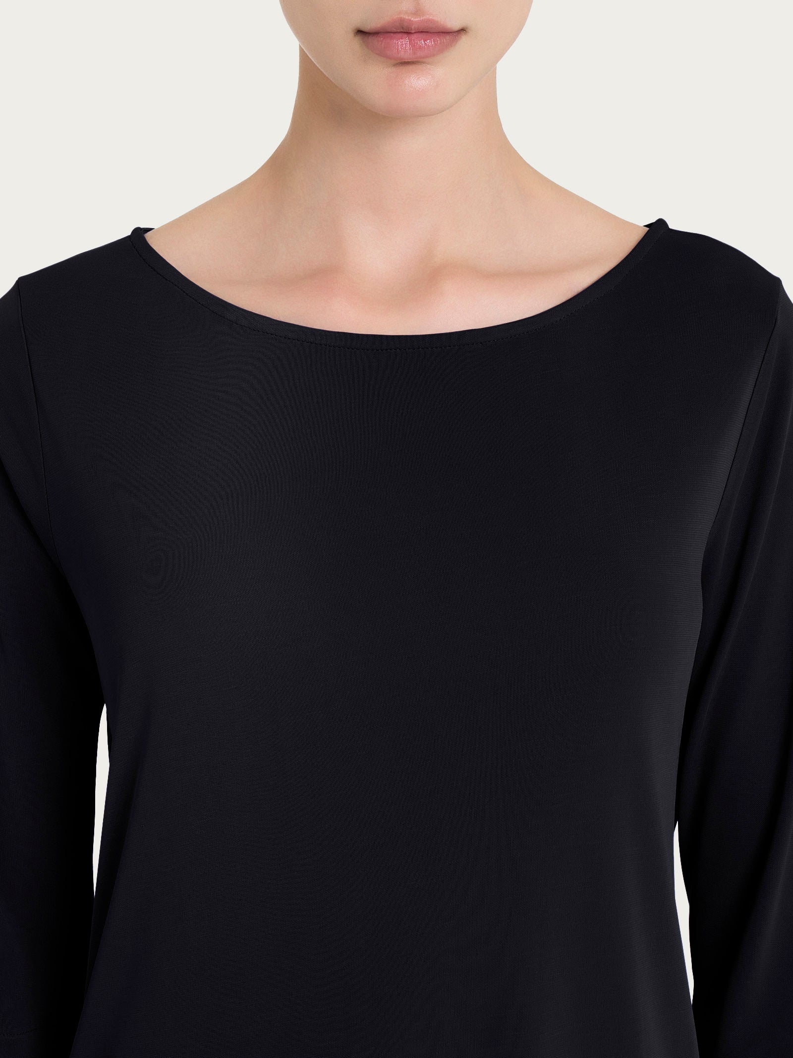 Ragno Viscosa Maglia 3/4 Nera Scollo Barchetta