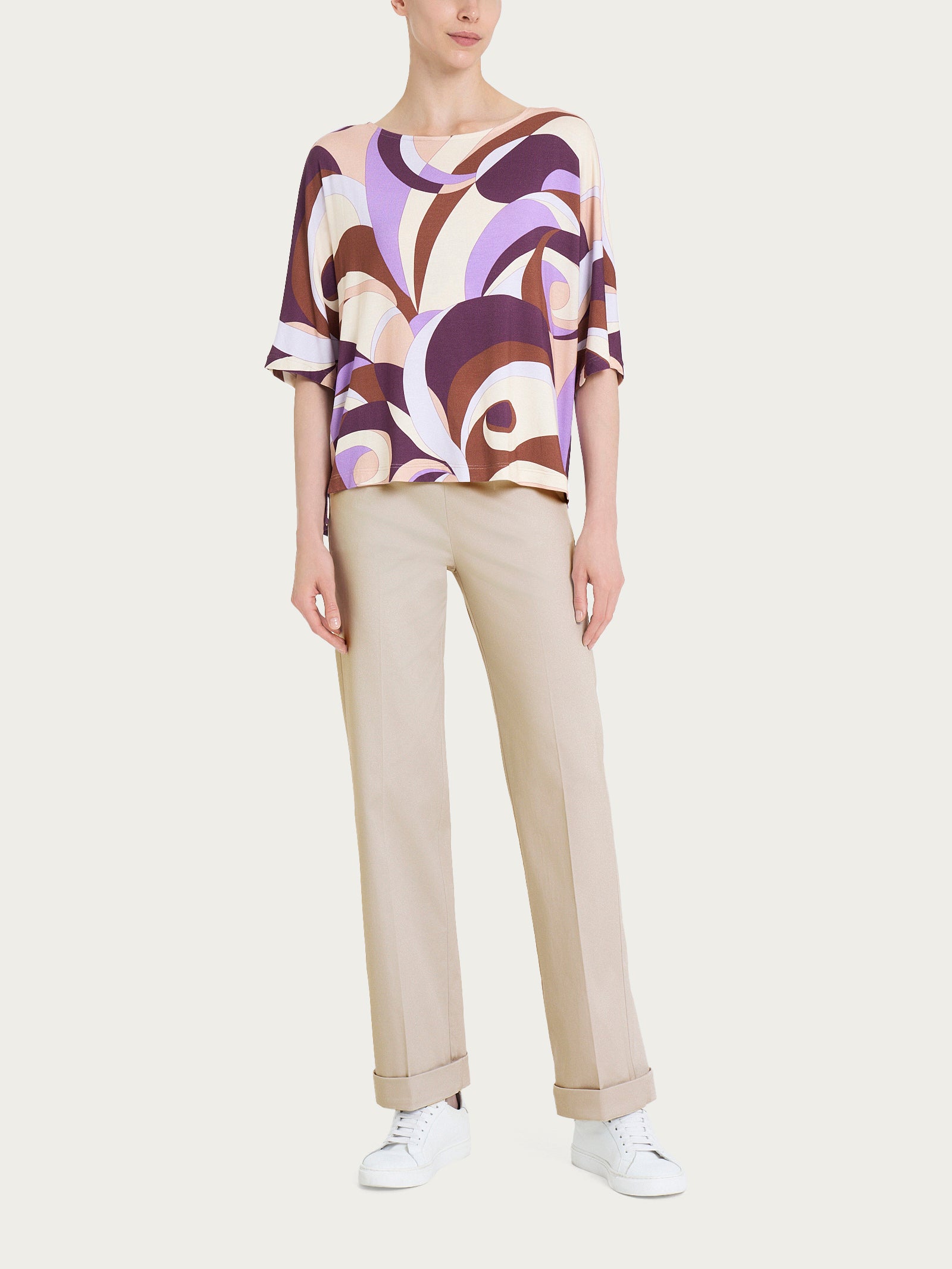 Ragno Viscosa Summer scollo a barchetta maglietta viola Plum Perfect