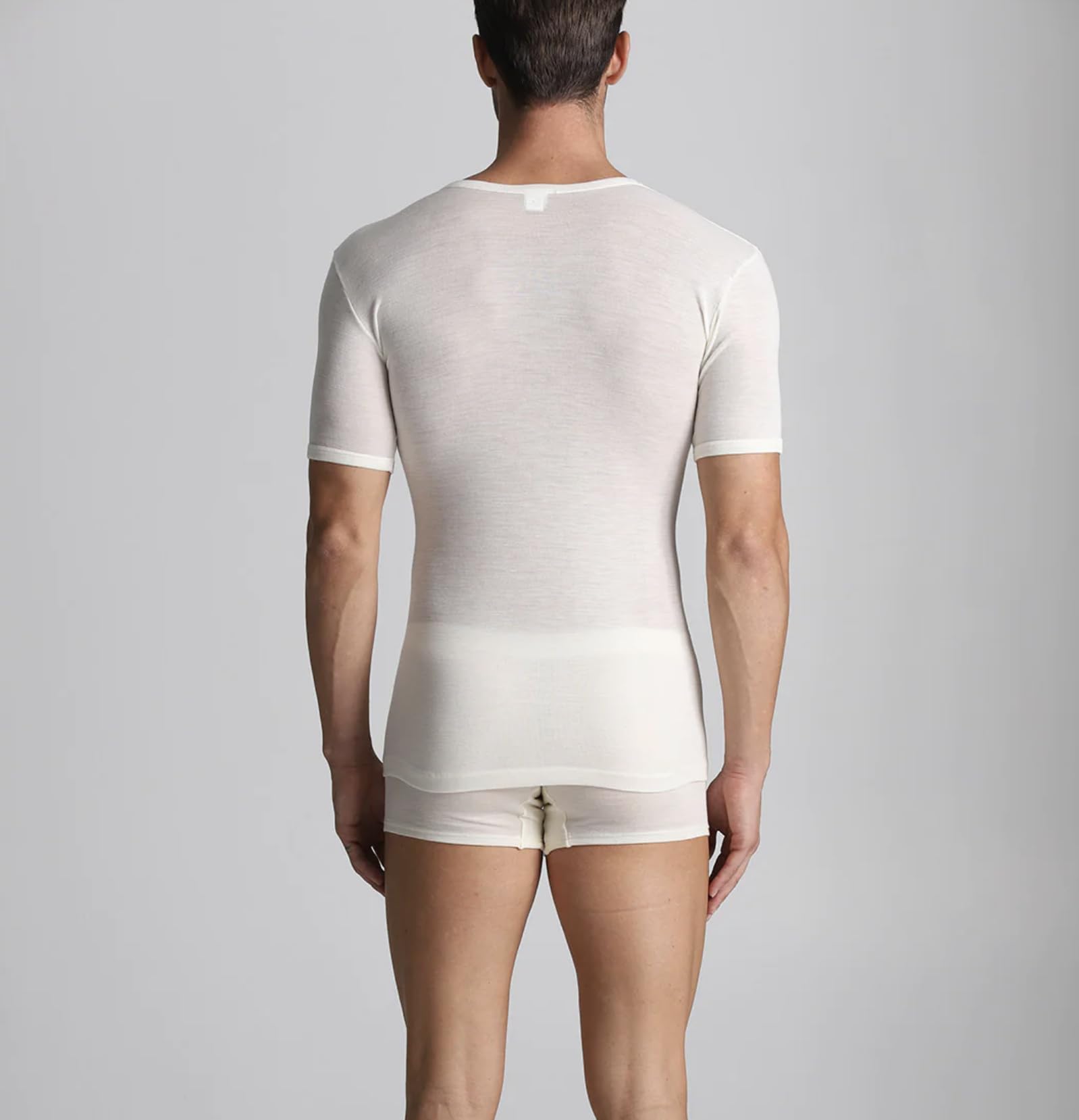 Lady C Alpina t-shirt uomo lana seta bianca manica corta