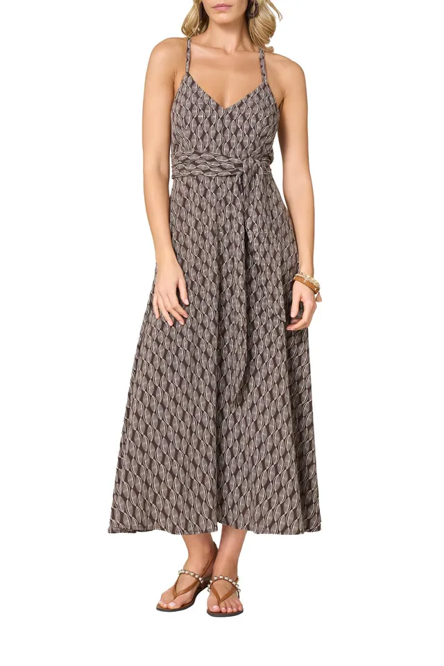 Goldenpoint Seashell Abito Copricostume Lungo Viscosa Geometrica