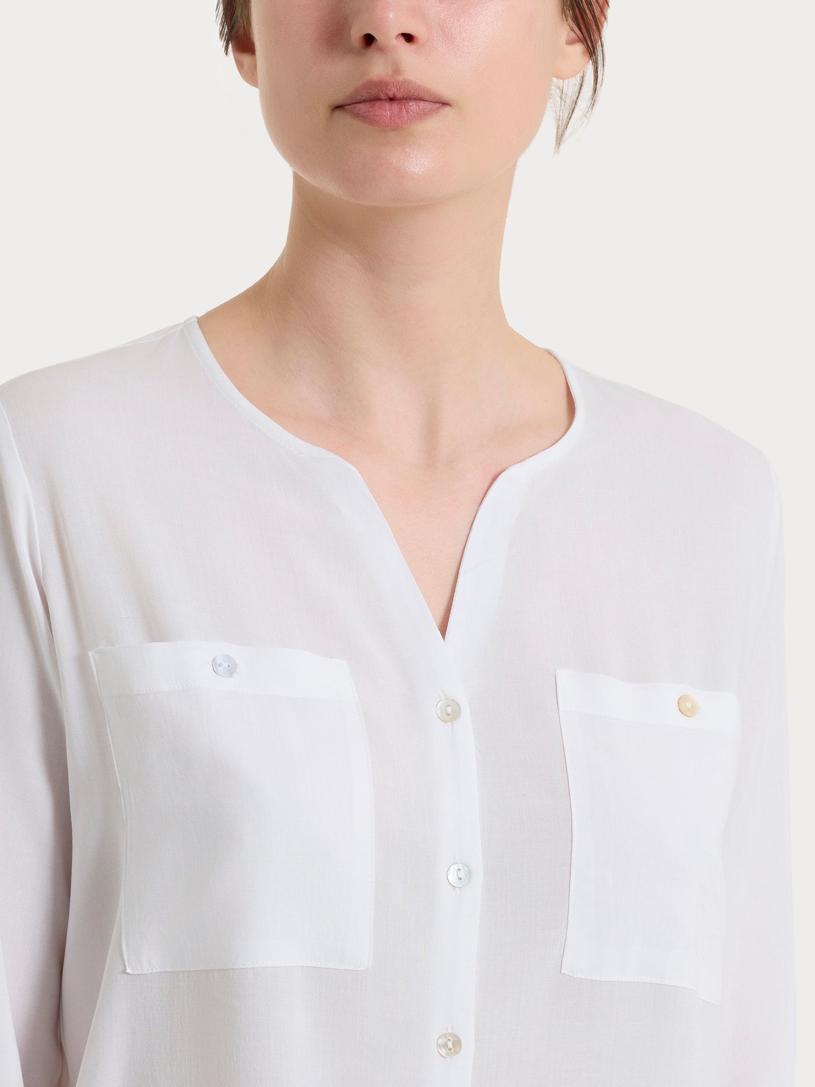 Ragno Voile Stretch Camicia donna Bianco manica risvoltabile