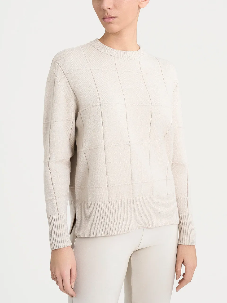 Ragno Four Seasons Maglia Girocollo Check Champignon Boxy Morbida