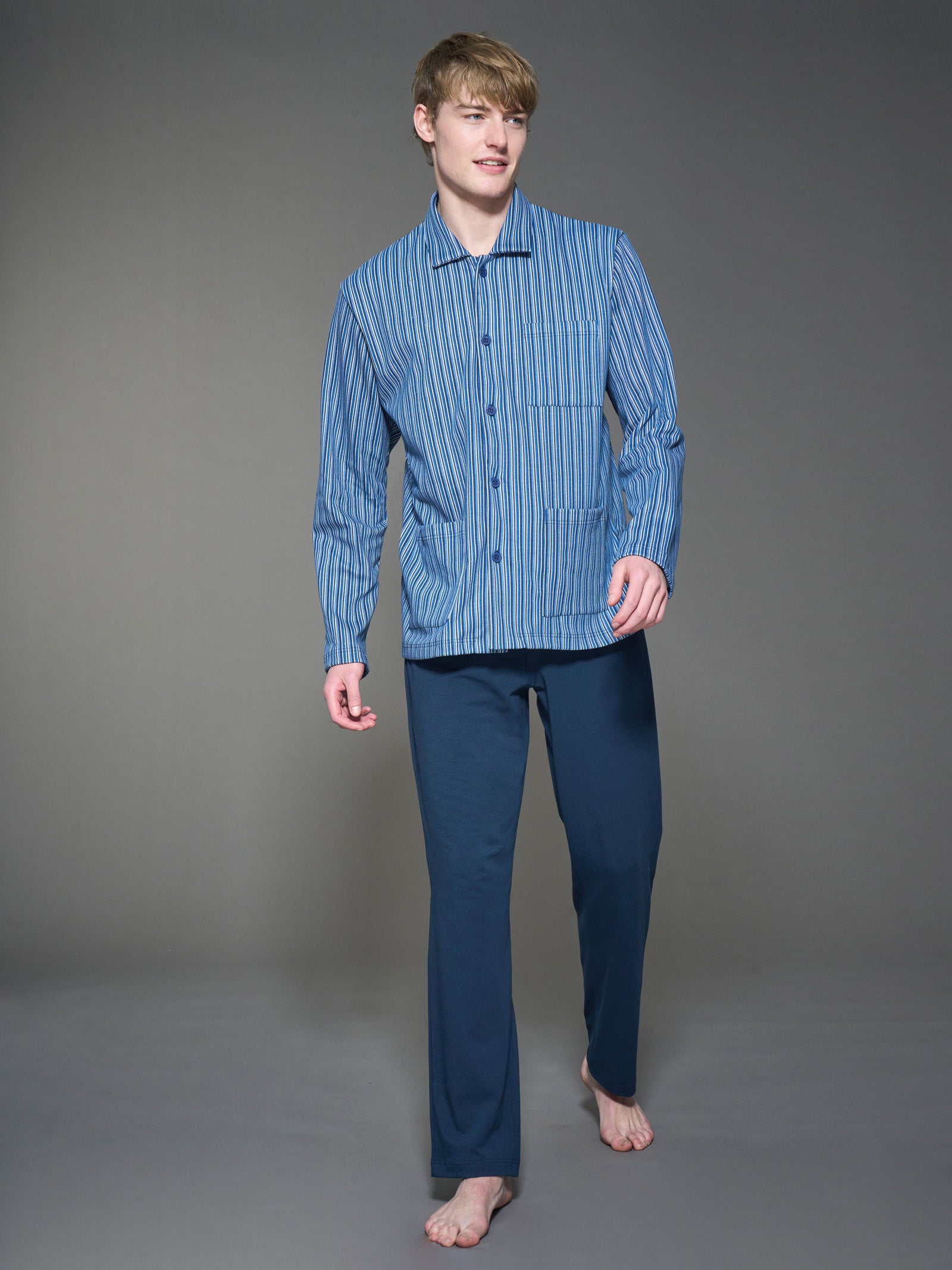 Ragno Sport pigiama uomo interlock cotone aperto Navy Blazer
