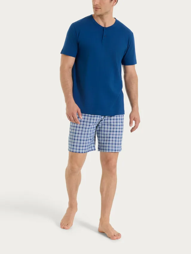 Ragno Jersey Cotone pigiama corto tartan Fant. Navy Peony