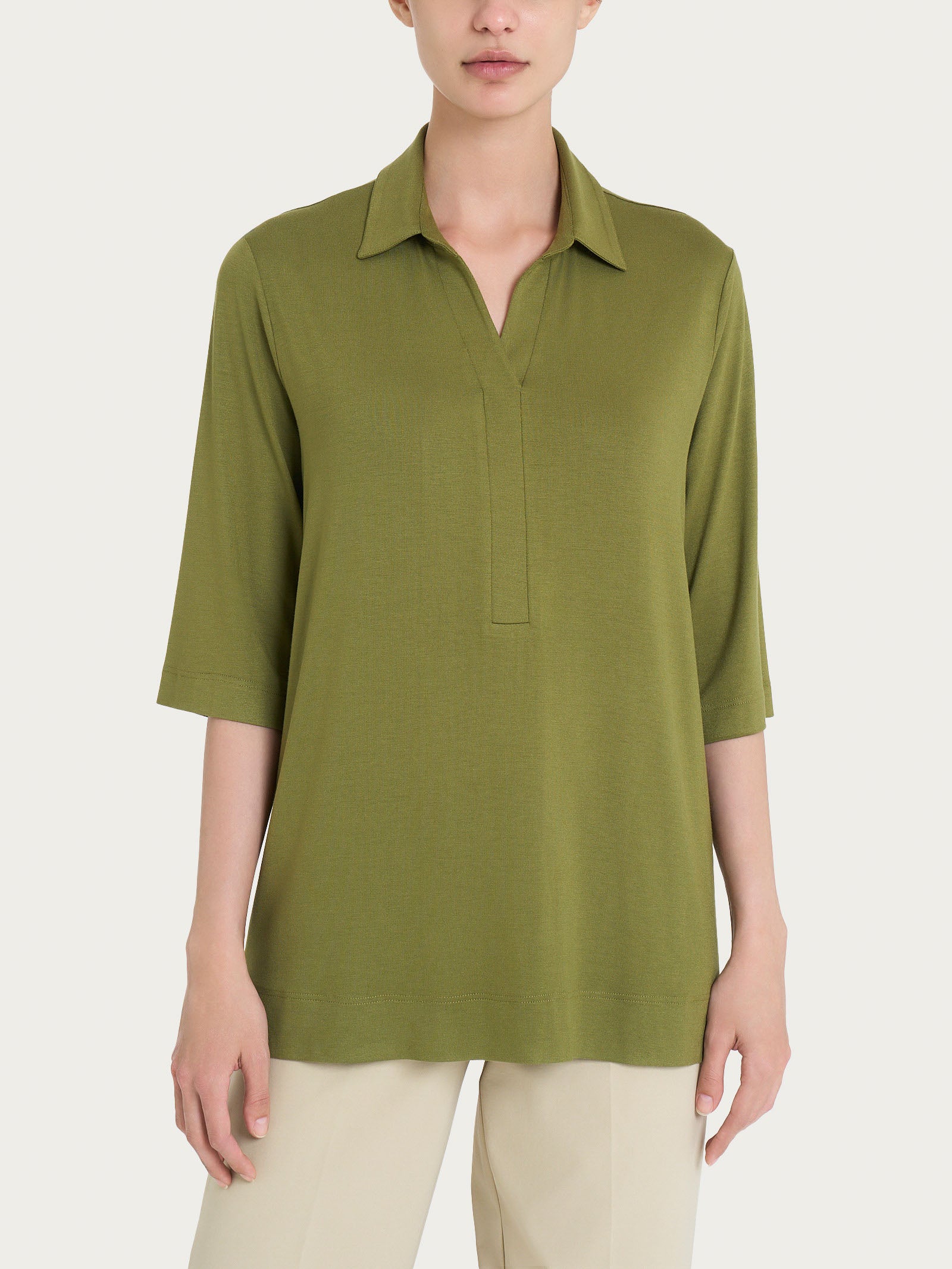 Ragno Viscosa Summer Polo 3/4 Donna Sphagnum