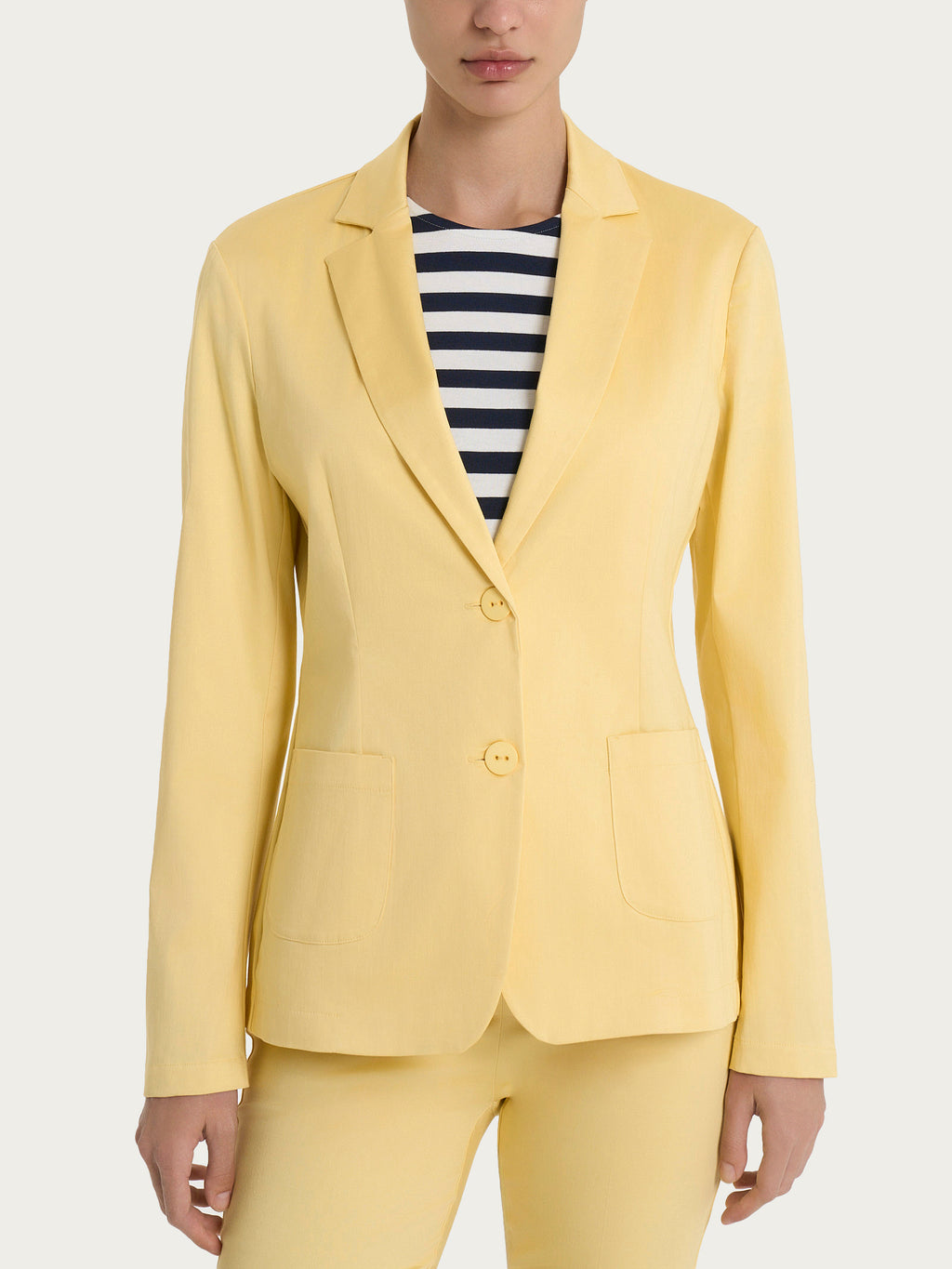 Ragno Satin Power blazer due bottoni donna pale banana cotone