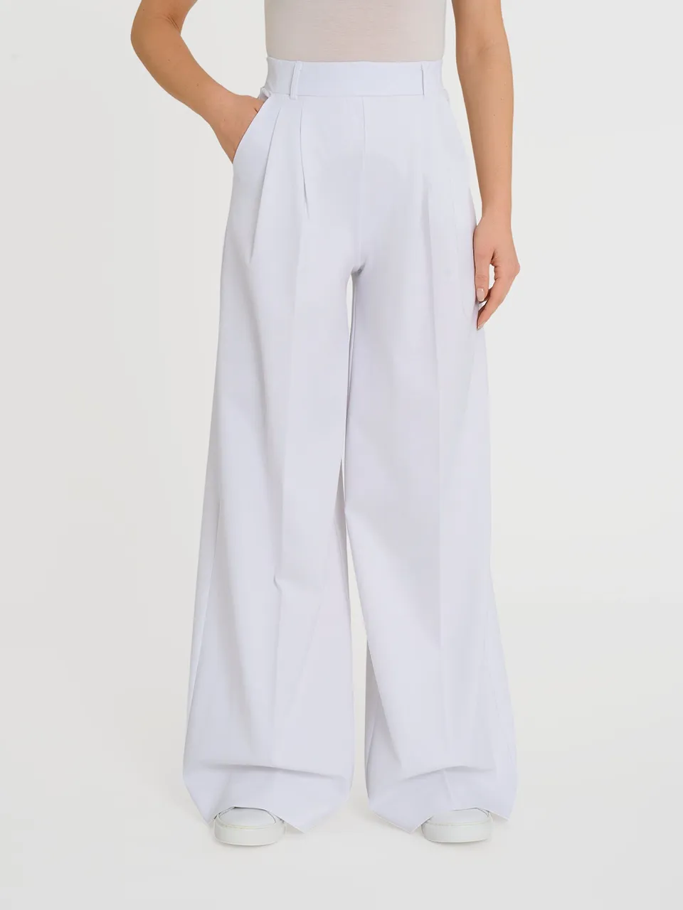 Ragno Compact Light The Wide Leg pantalone donna bianco