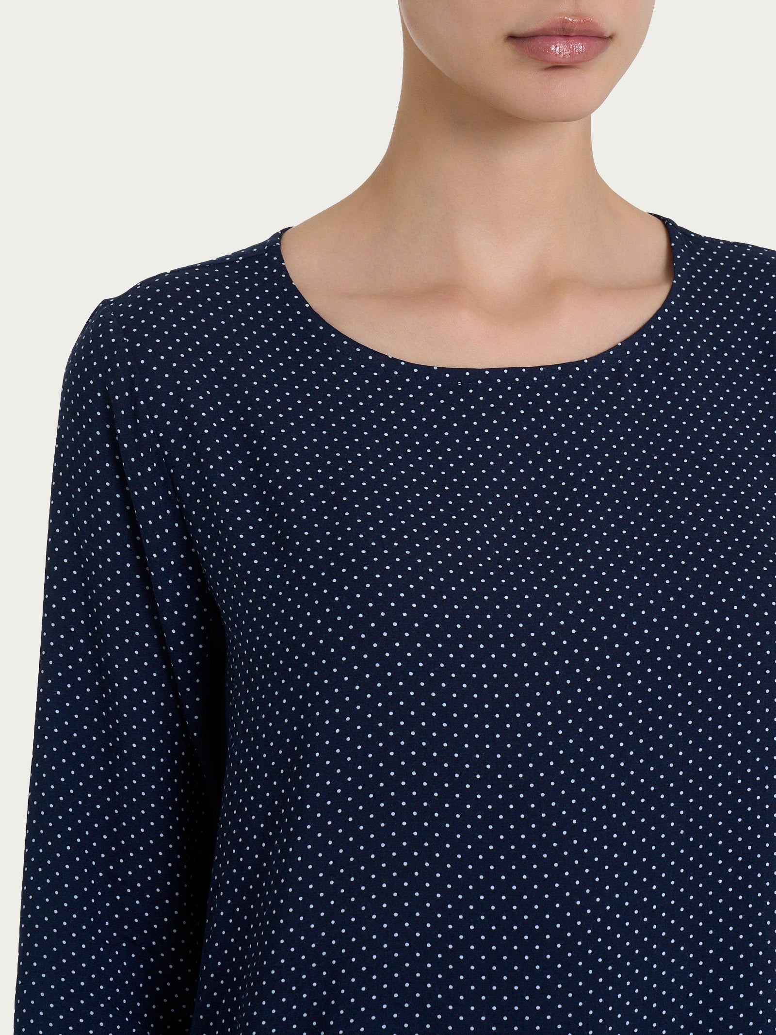 Ragno Maglia Girocollo Dots Fantasia Bleu viscosa manica 3/4