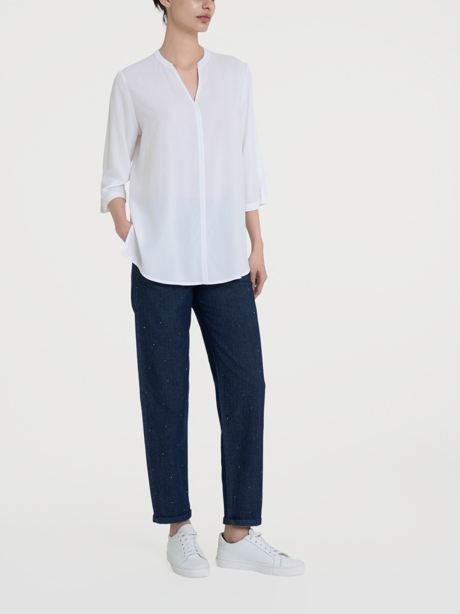 Ragno Ecoseta Blusa Coreana Bianco Manica 3/4