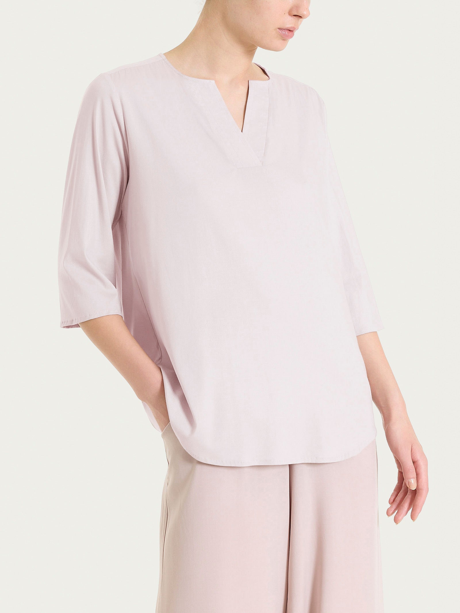 Ragno Voile Stretch blusa scollo a V lilla