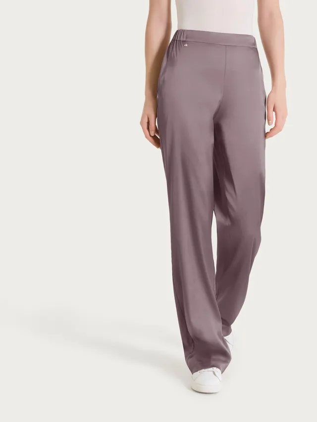 Ragno Stretch Satin Pantalone Ampio Donna Plum Truffle