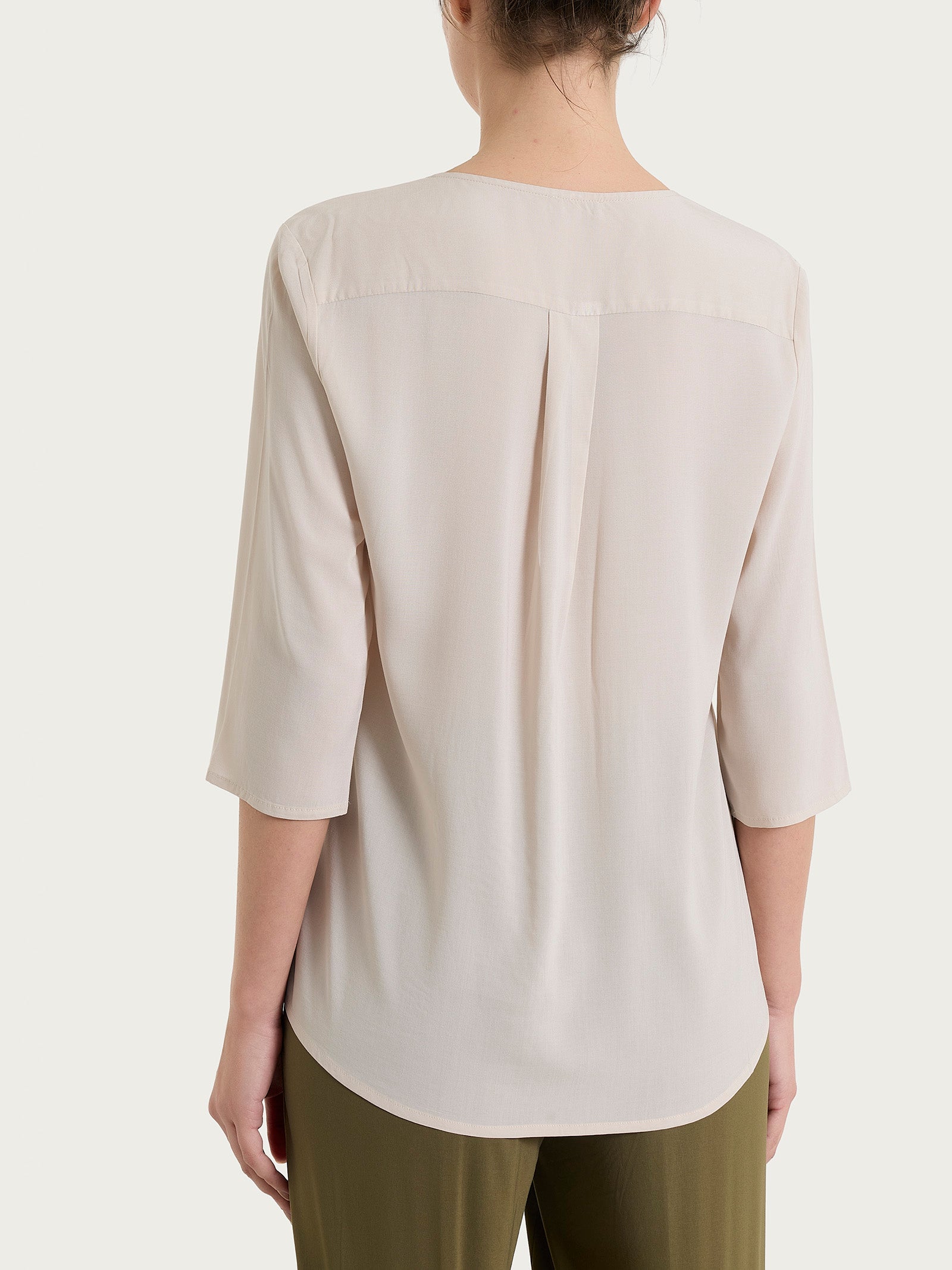 Ragno Voile Stretch blusa scollo V Champignon leggera