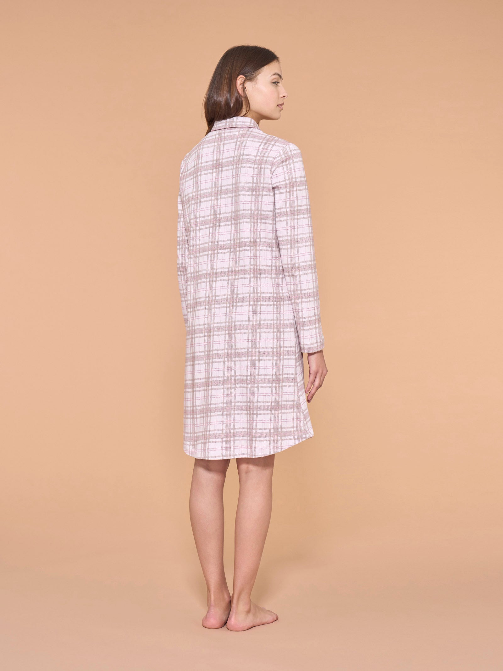 Ragno Sweet Emotion camicia da notte lunga cotone rosa tartan