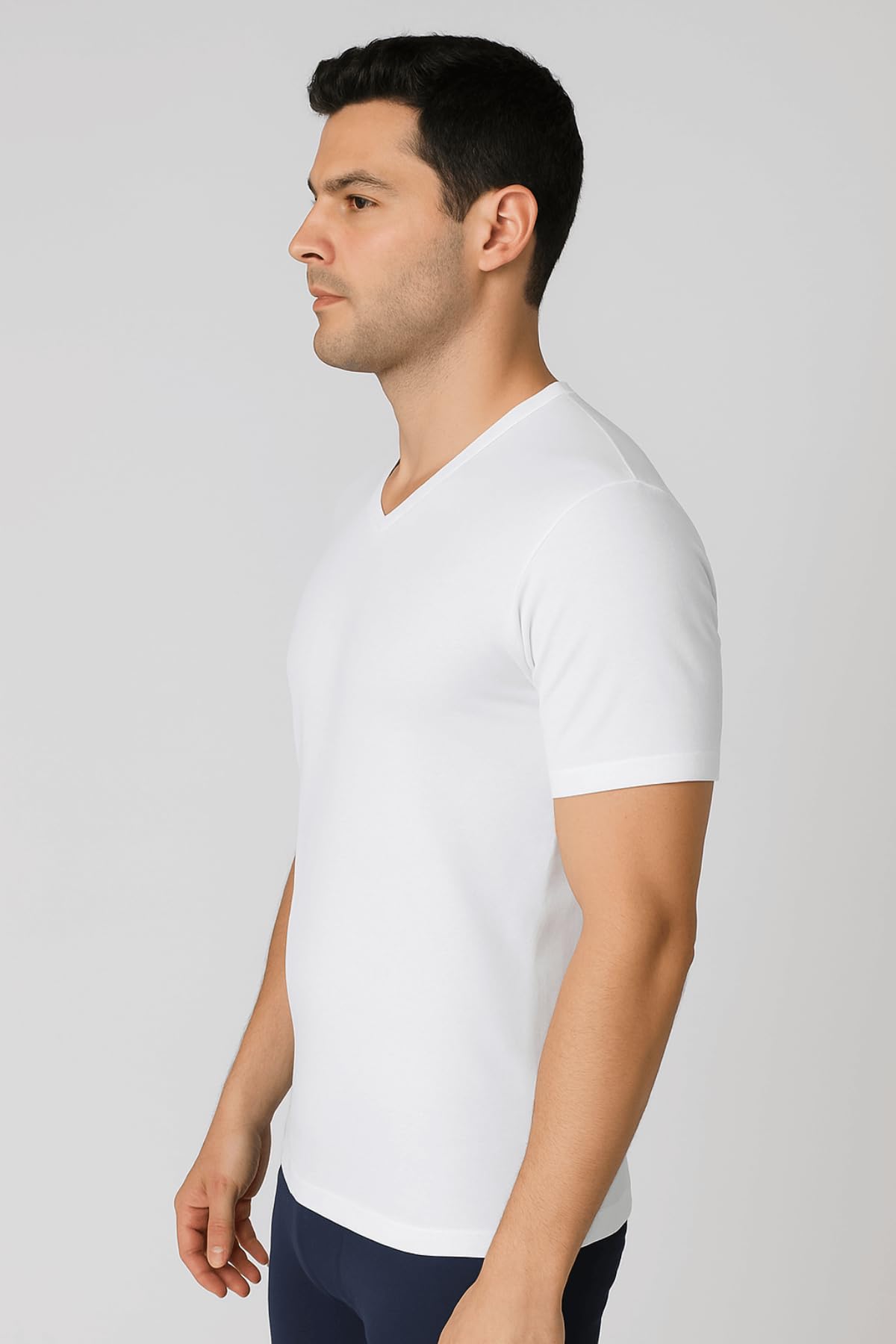 Lady C t-shirt uomo cotone scollo V M 3 pack elasticizzata