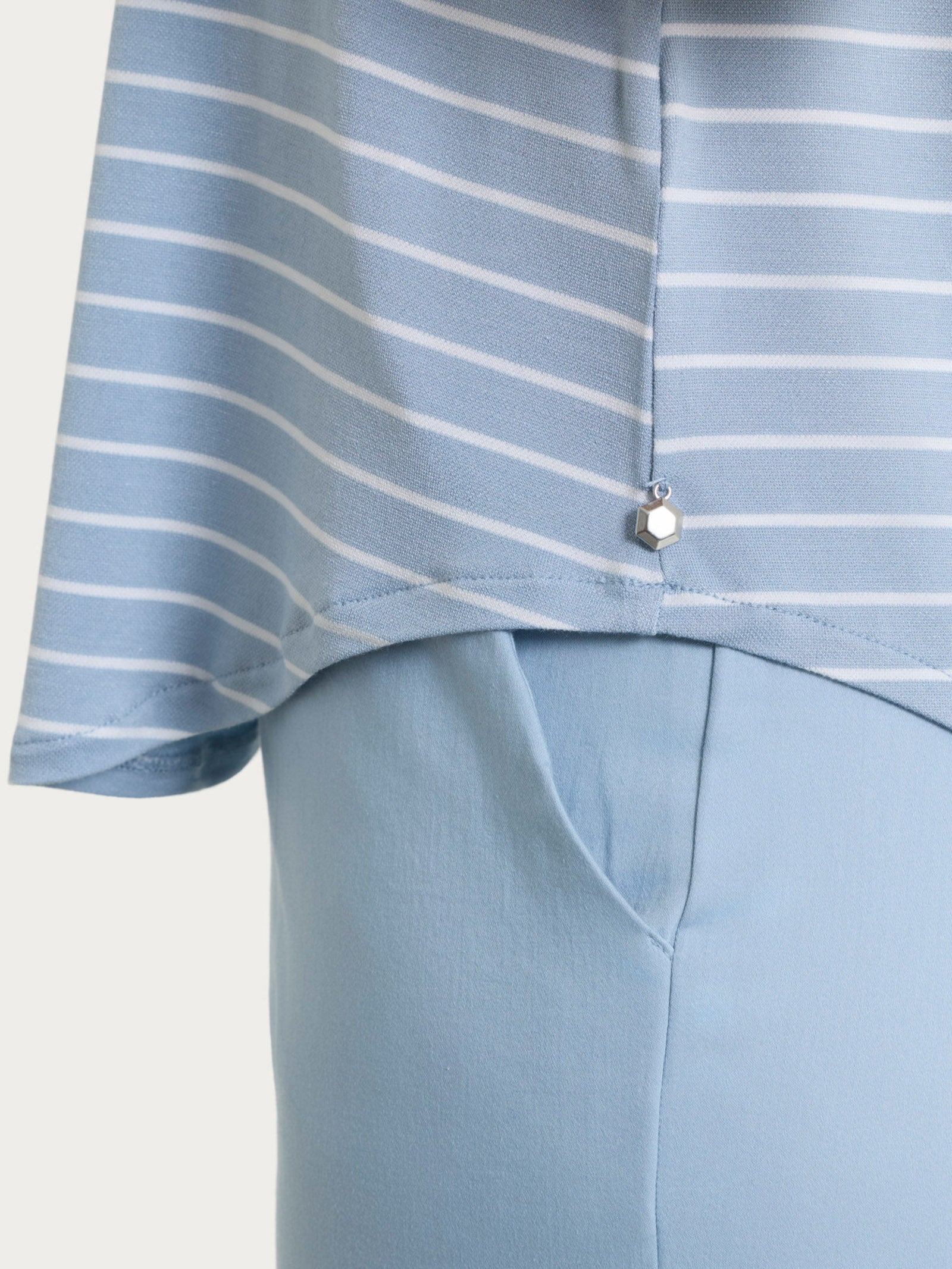 Ragno Summer Light Top righe spalla larga azzurro viscosa