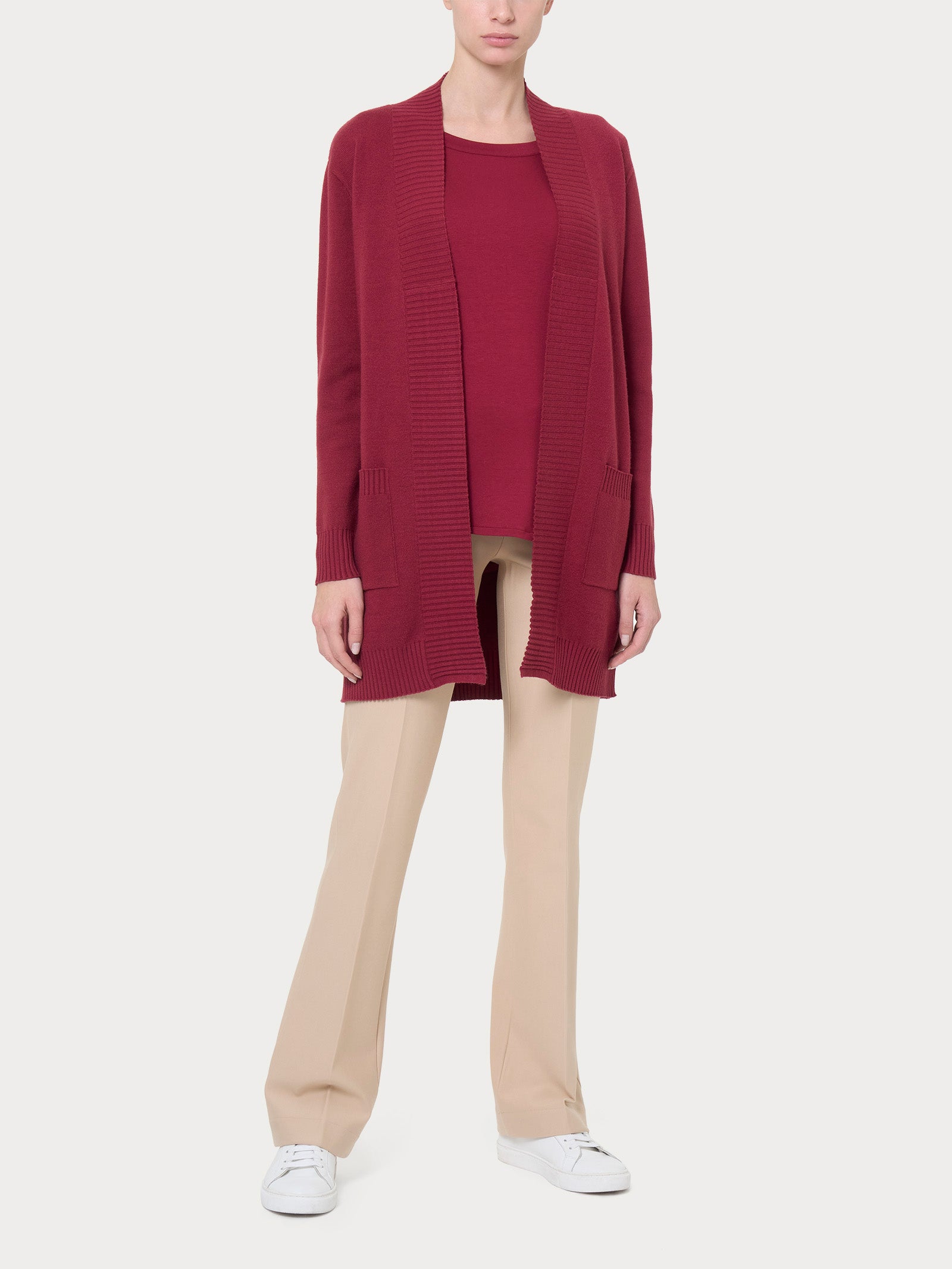 Ragno Super Soft cardigan lungo aperto viola
