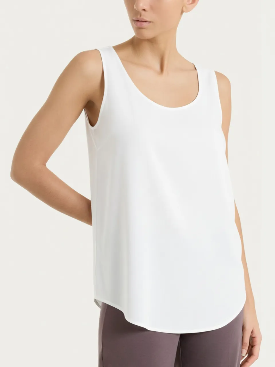 Ragno Top Spalla Larga voile stretch Bianco