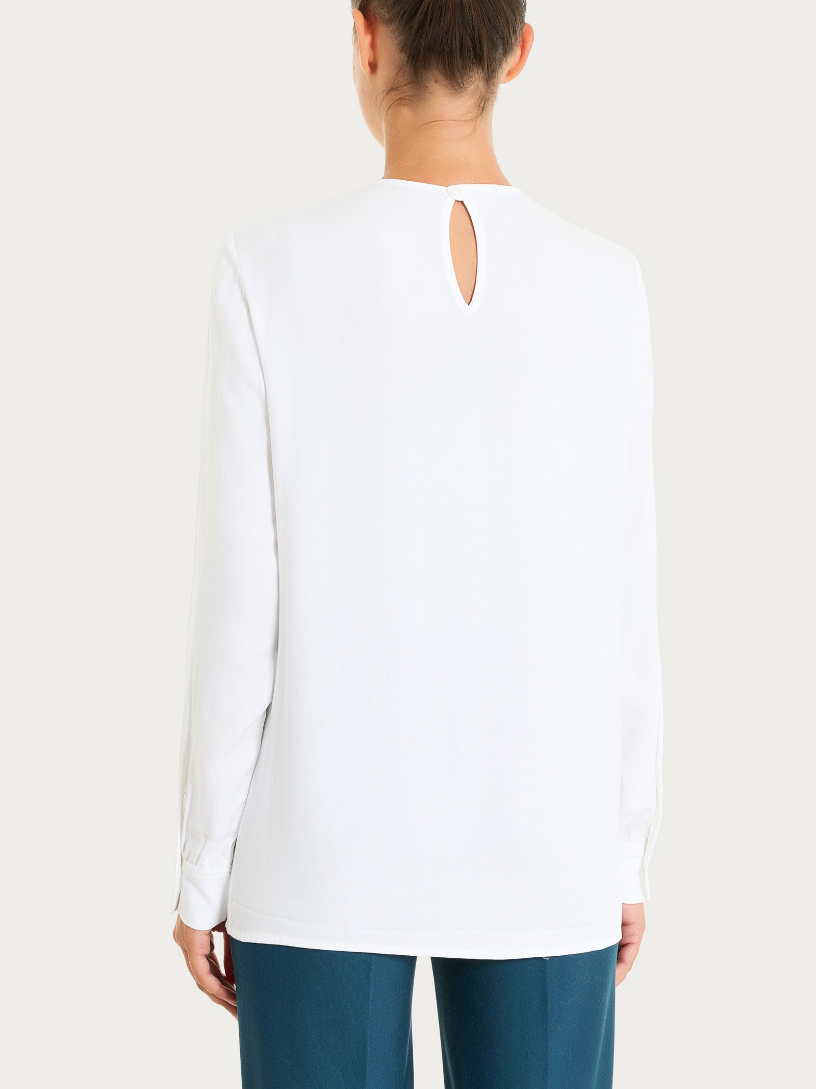 Ragno Winter Ecoseta Blusa Girocollo Donna Bianco Fluida