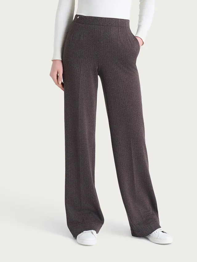 Ragno Eco Jacquard pantalone ampio gessato Chocolate tasche