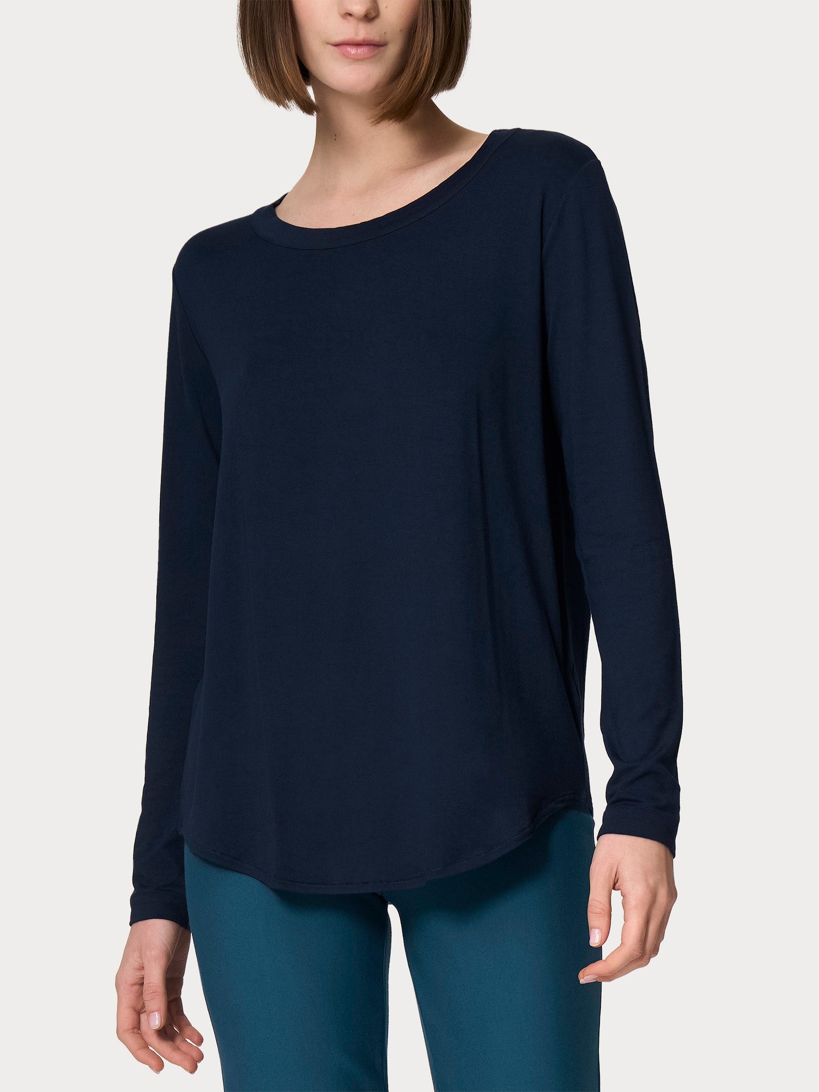 Ragno Eco Viscosa Girocollo manica lunga maglietta Bleu