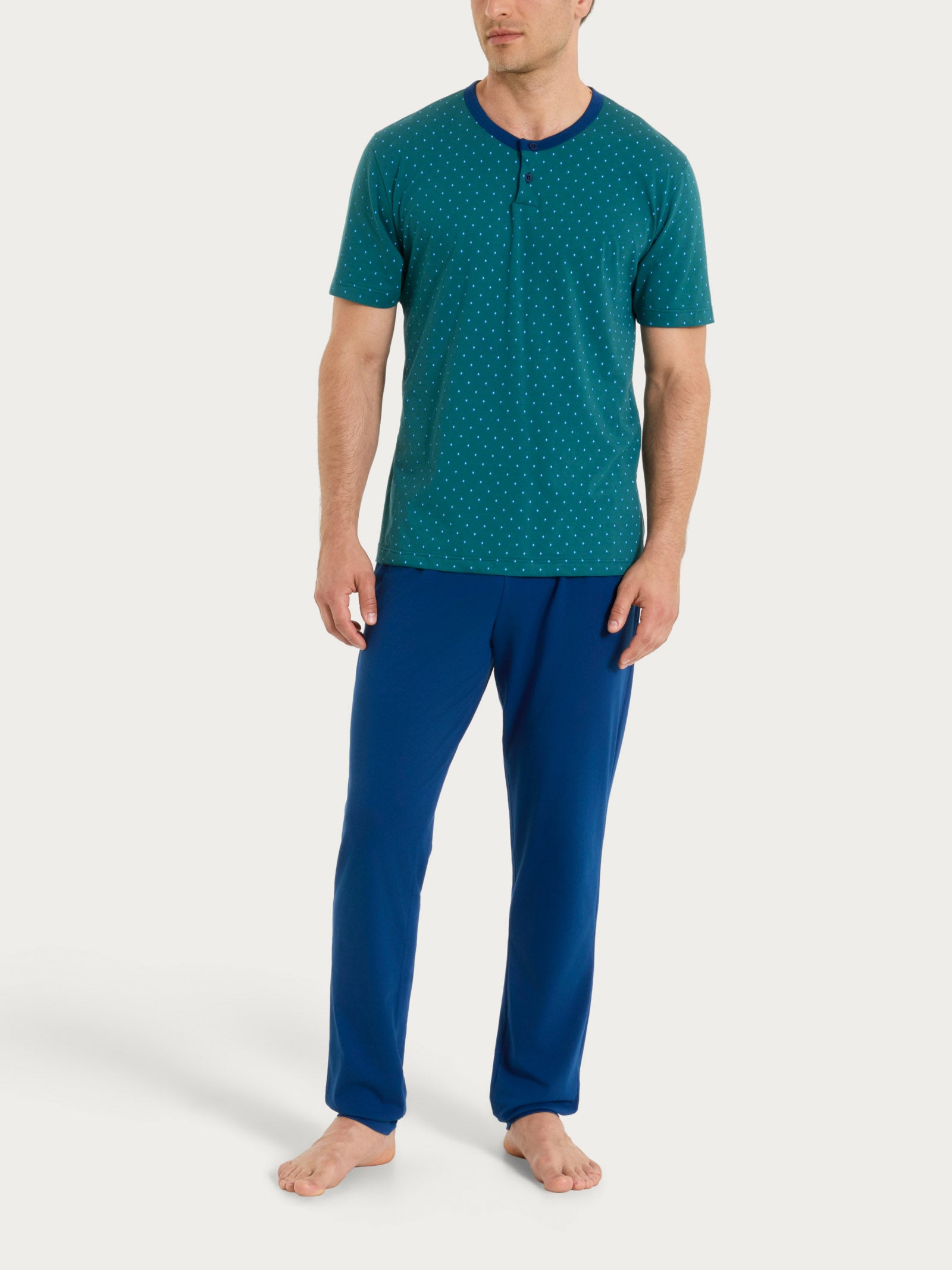 Ragno Jersey Cotone Pigiama Trittico Micro Rombi Verde
