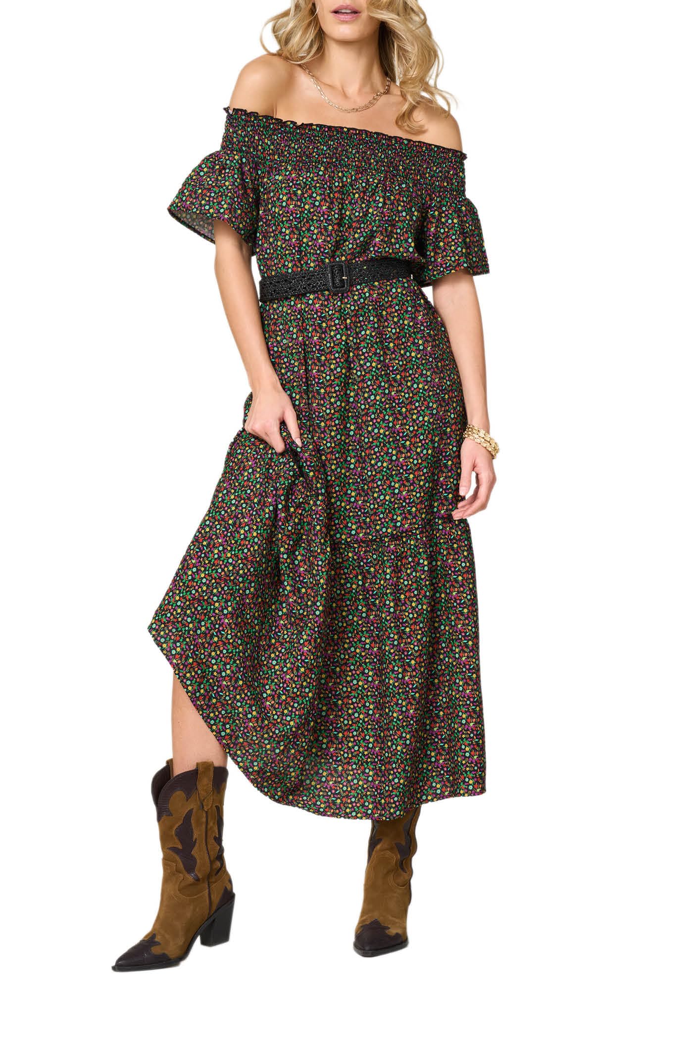 Goldenpoint Wonderland abito copricostume lungo floreale bardot