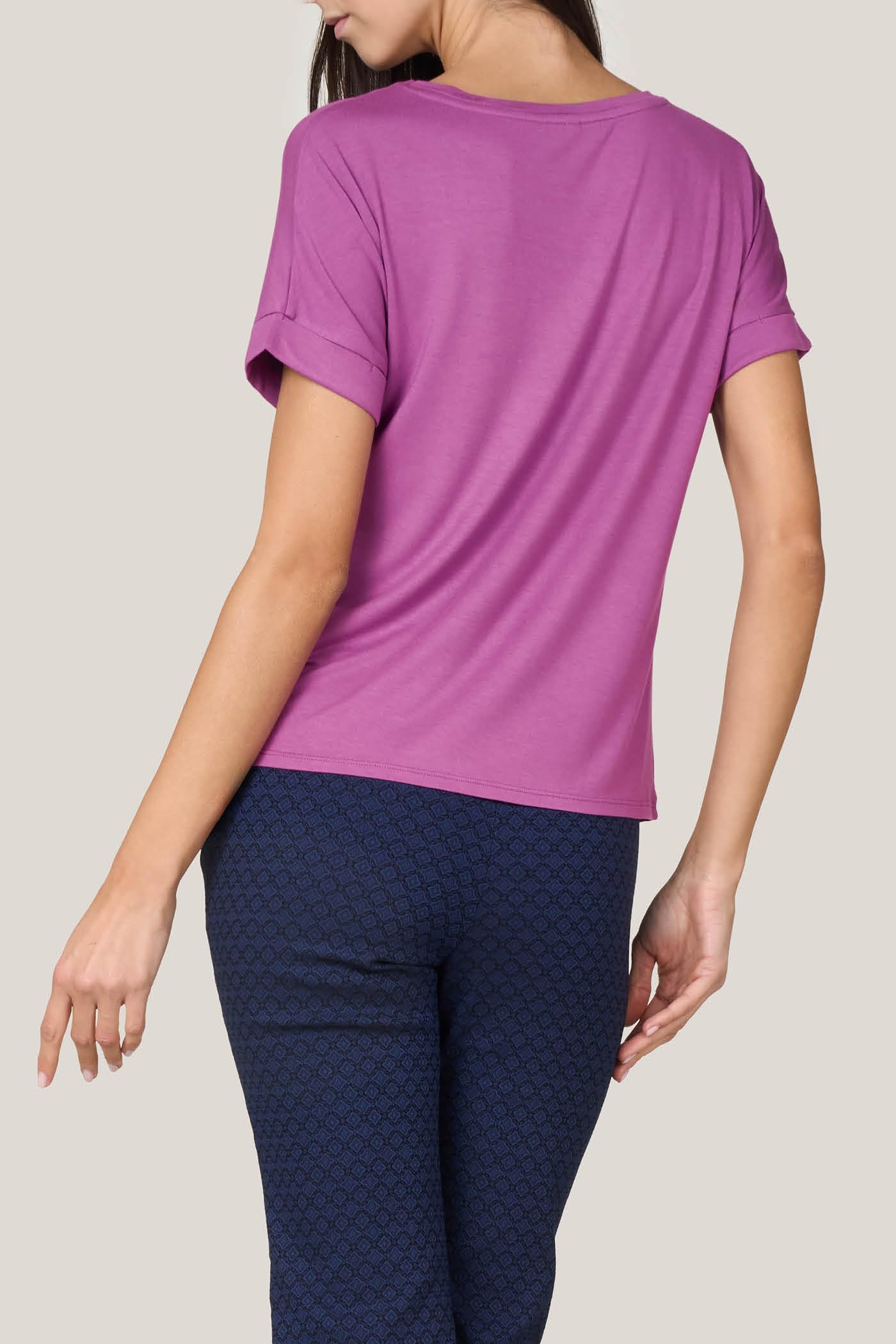 Goldenpoint Maglia Scollo Tondo Manica Corta Risvolto Lunghezza Regolare donna