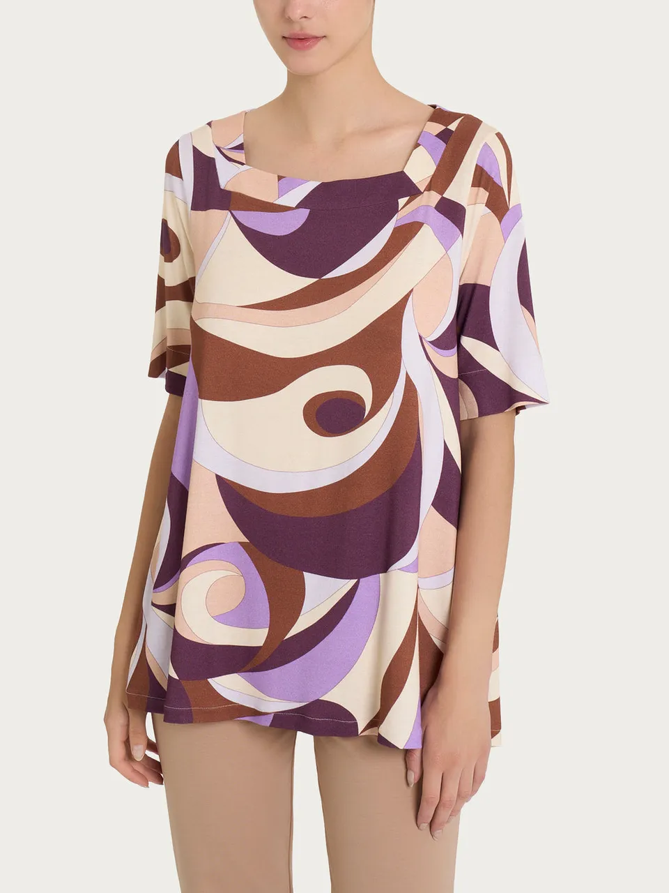 Ragno Viscosa Summer T-shirt maglietta Plum Perfect scollo quadro