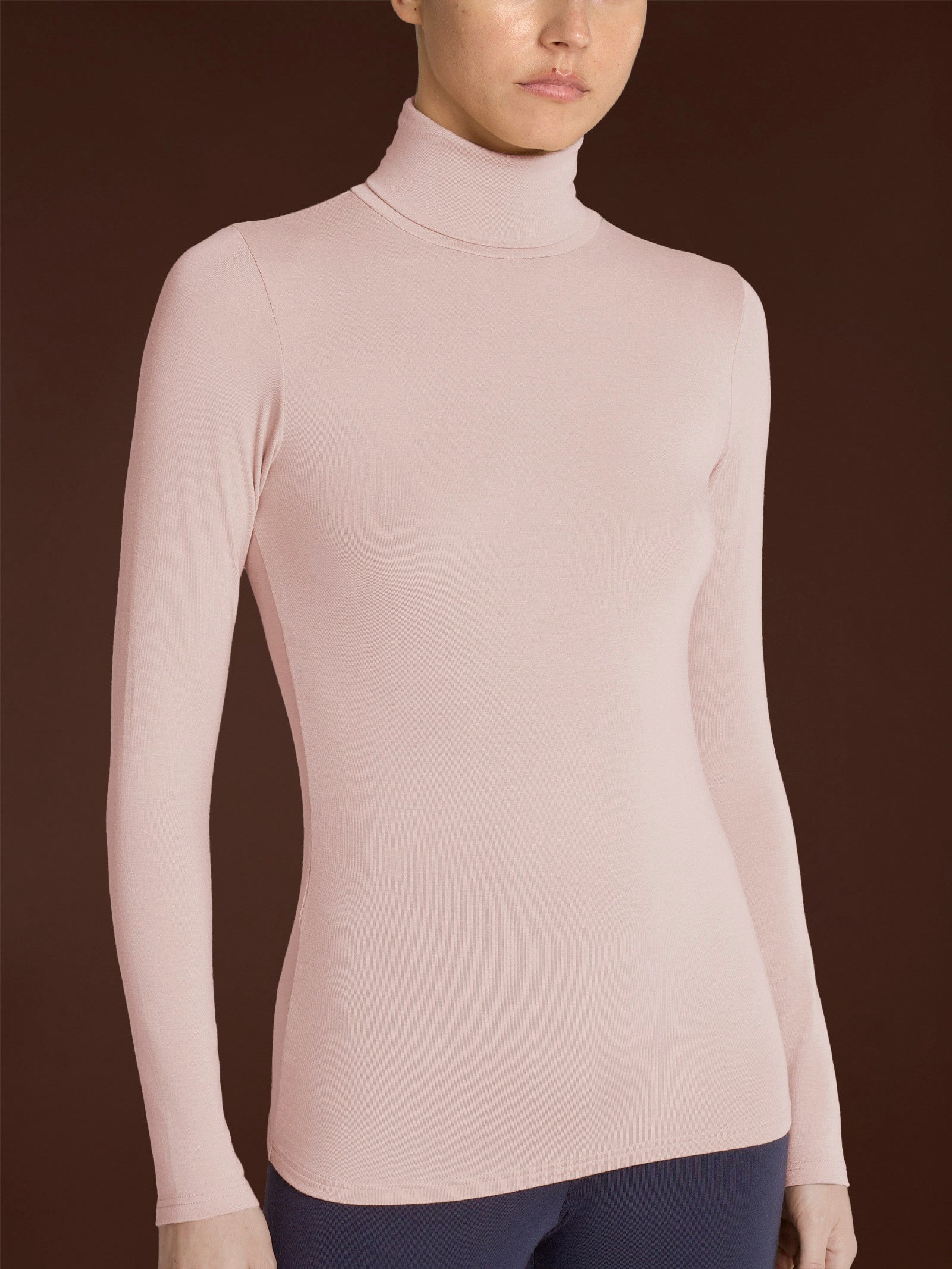 Ragno Eco Viscosa Dolcevita Maglia rosa Cameo Rose calda